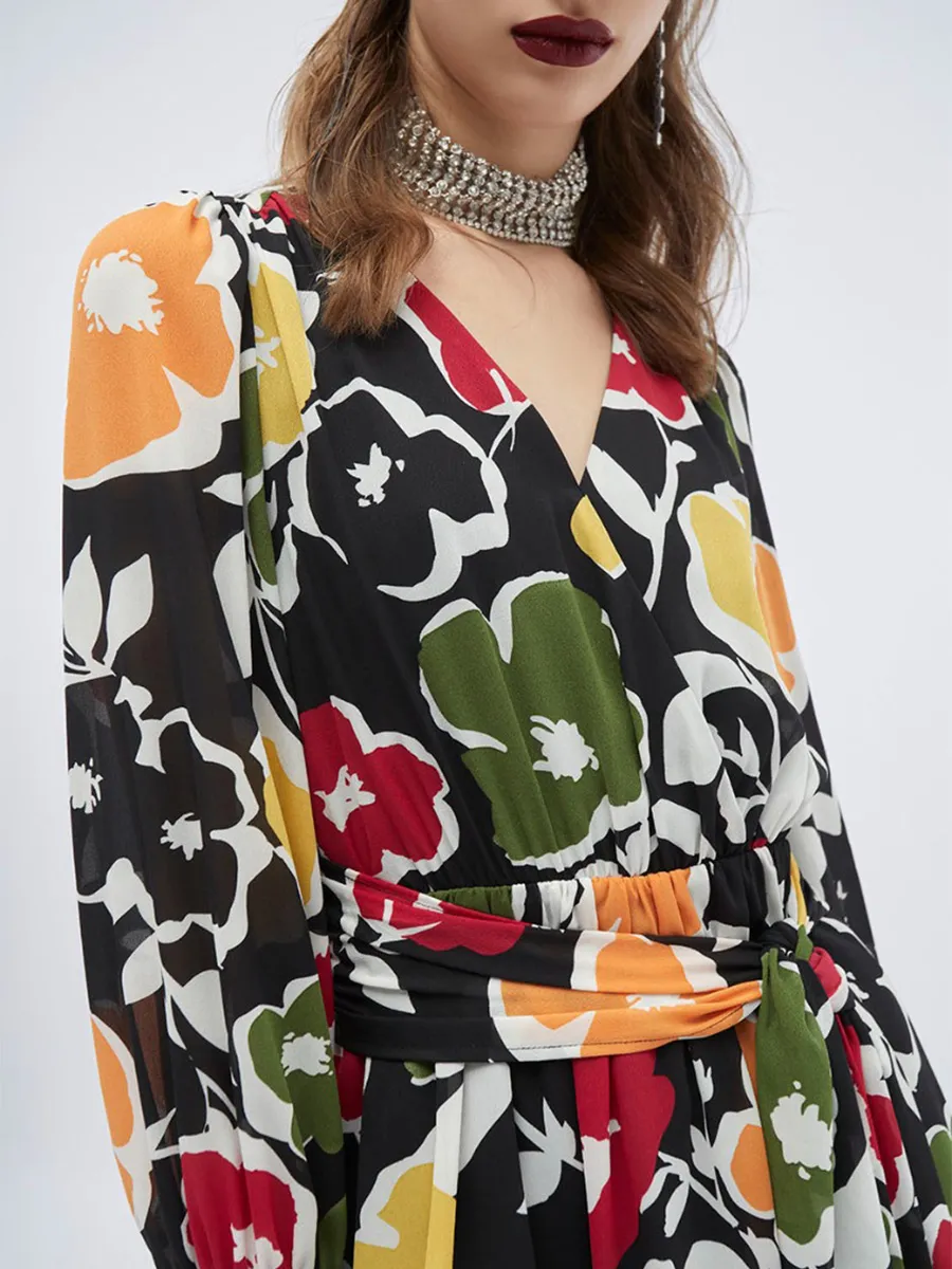 F-FASHION Multi Color Floral Dress Women Mix Colors