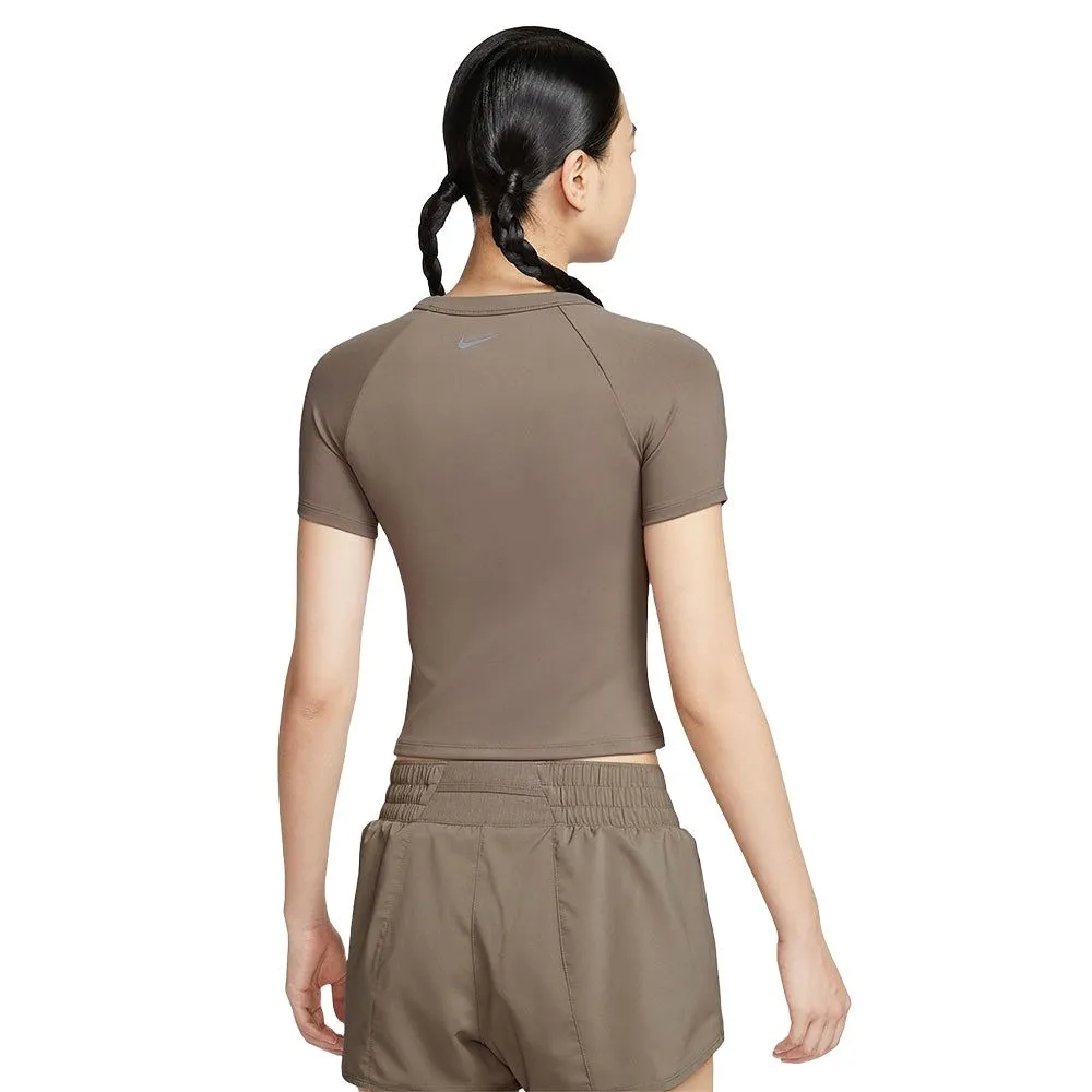 NIKE Women Training T-Shirt Dri-FIT One Fitted Cropped Brown - NI083AP771EKTH