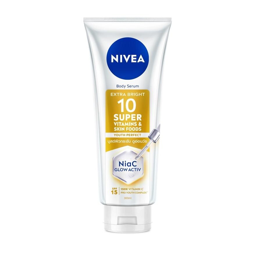 Nivea Body Serum Extra Bright 10 Super Vitamins  Skin Foods Youth Perfect 300 Ml.