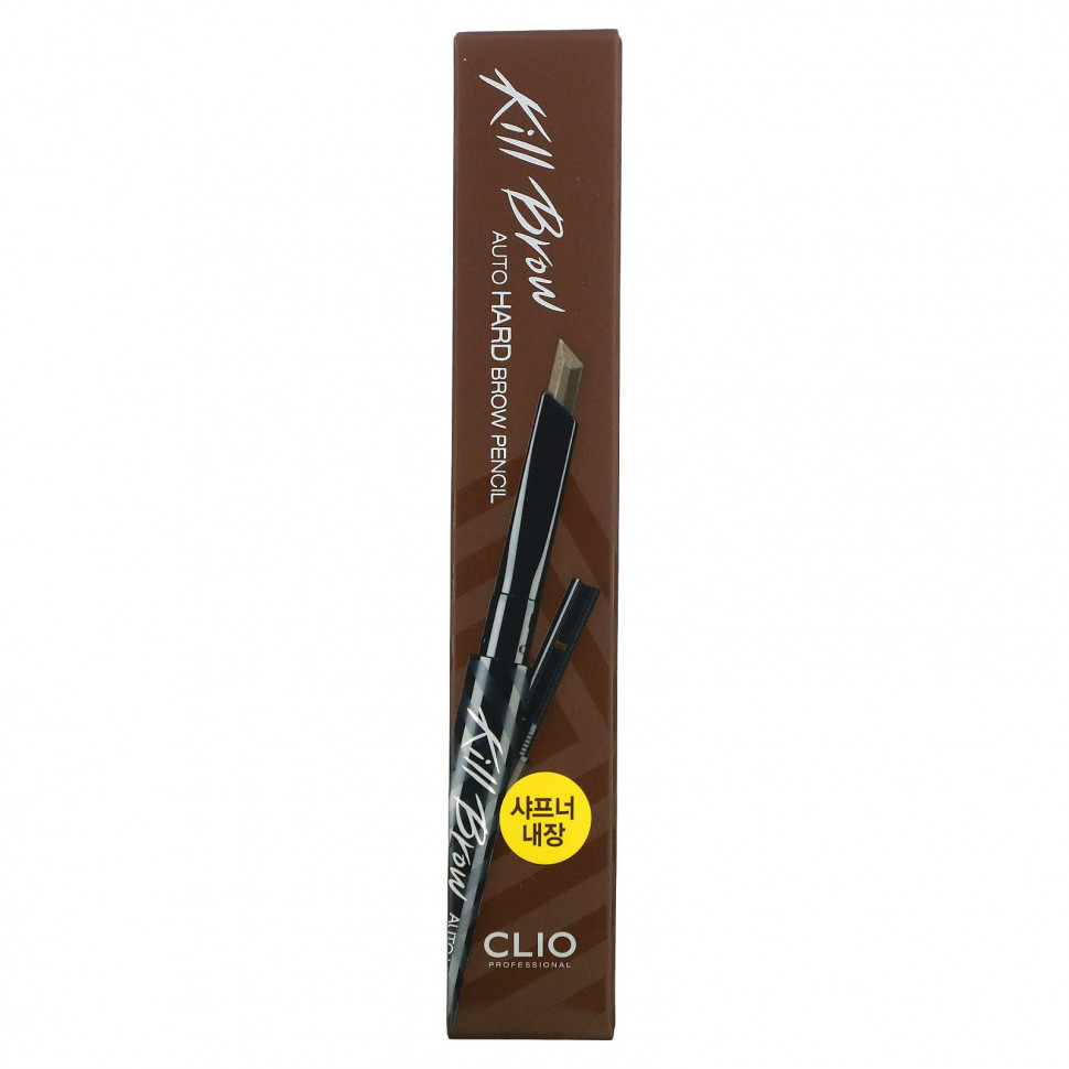 Clio, Kill Brow, Карандаш для бровей Auto Hard, 02 светло-коричневый, 0,01 унции (0,31 г)