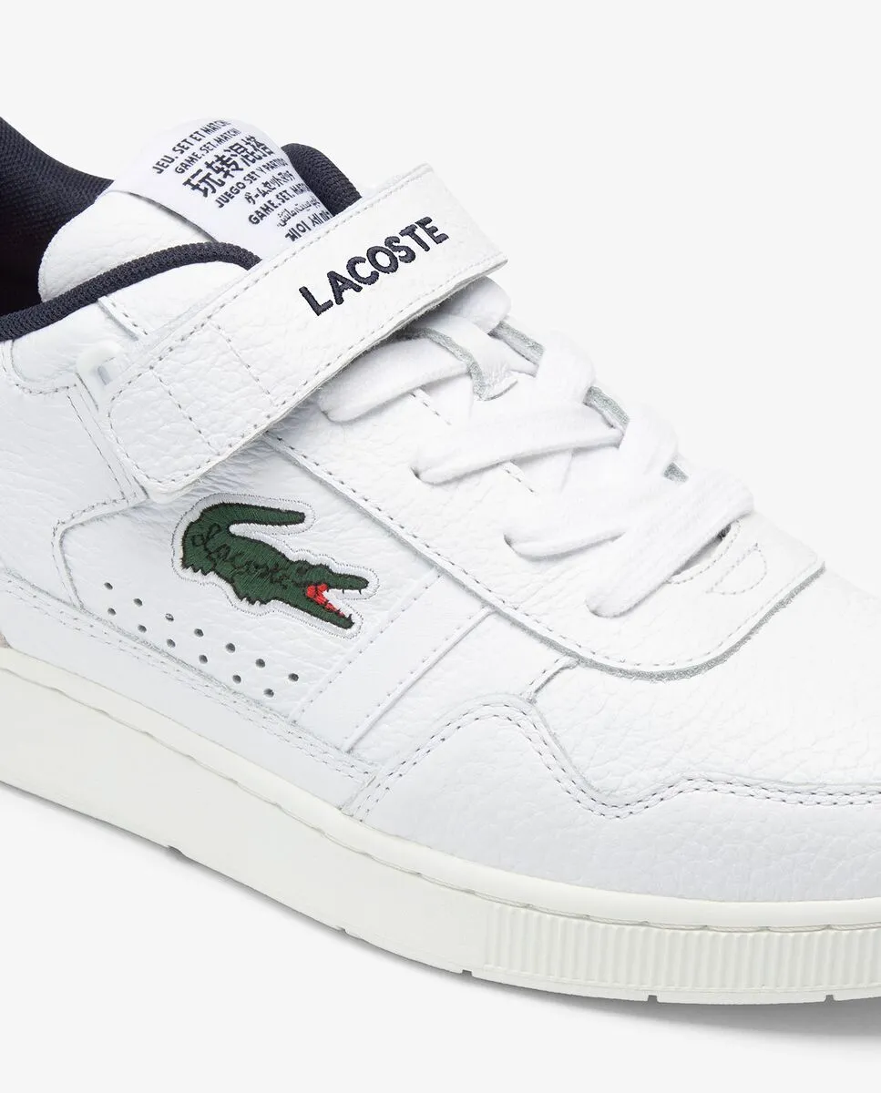 LACOSTE Men’s T-Clip Velcro Contrasted Collar Leather Trainers White