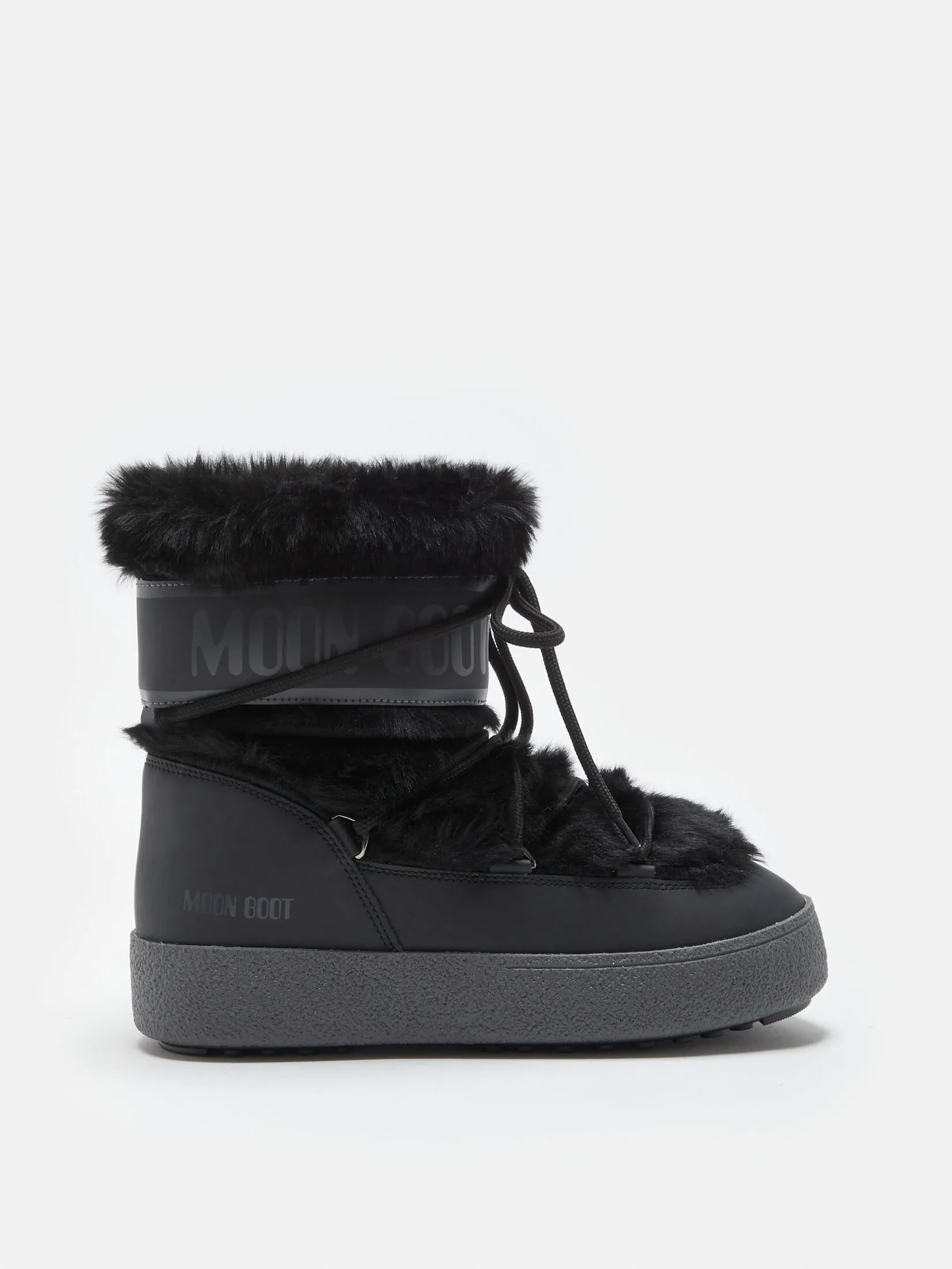 MOON BOOT LTRACK TUBE FAUX-FUR BLACK BOOTS