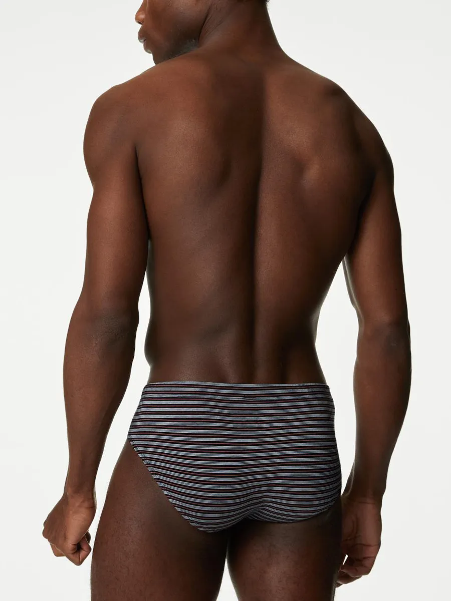 MARKS & SPENCER Men Brief Cool & Fresh Pure Cotton Pattern Slips 5pk Zz_Multi