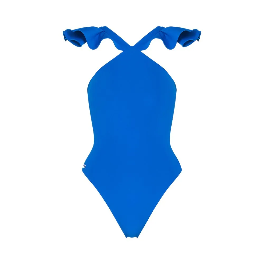 ANGELYS BALEK BLUE COLLAR DEEP V BACK WOMEN SWIMSUIT