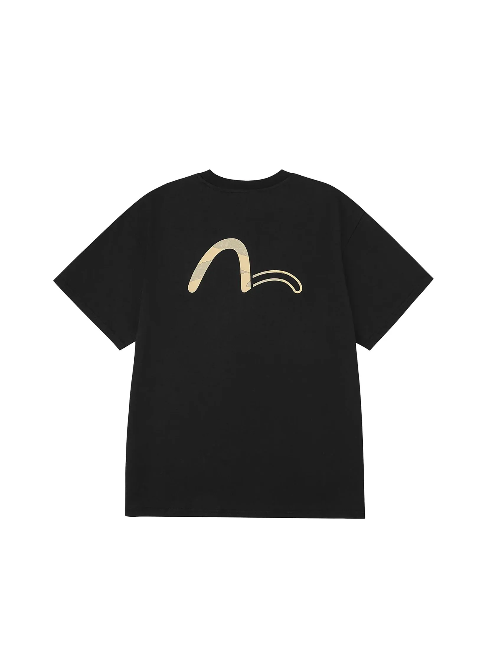 EVISU Men T-Shirt EVISUKURO and Contrasting Seagull Print Relax Fit