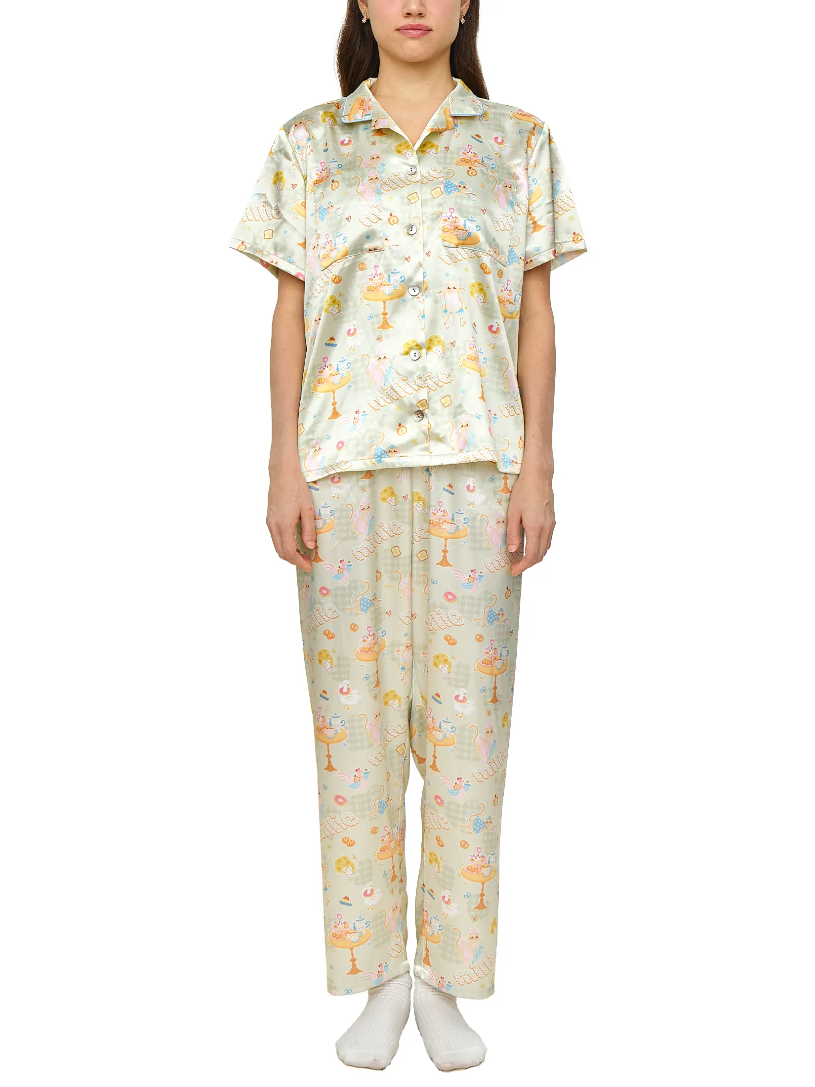 WACOAL Women Sleepwear Collection CAFE’ CATION Braless Short sleeved, Long pants Green