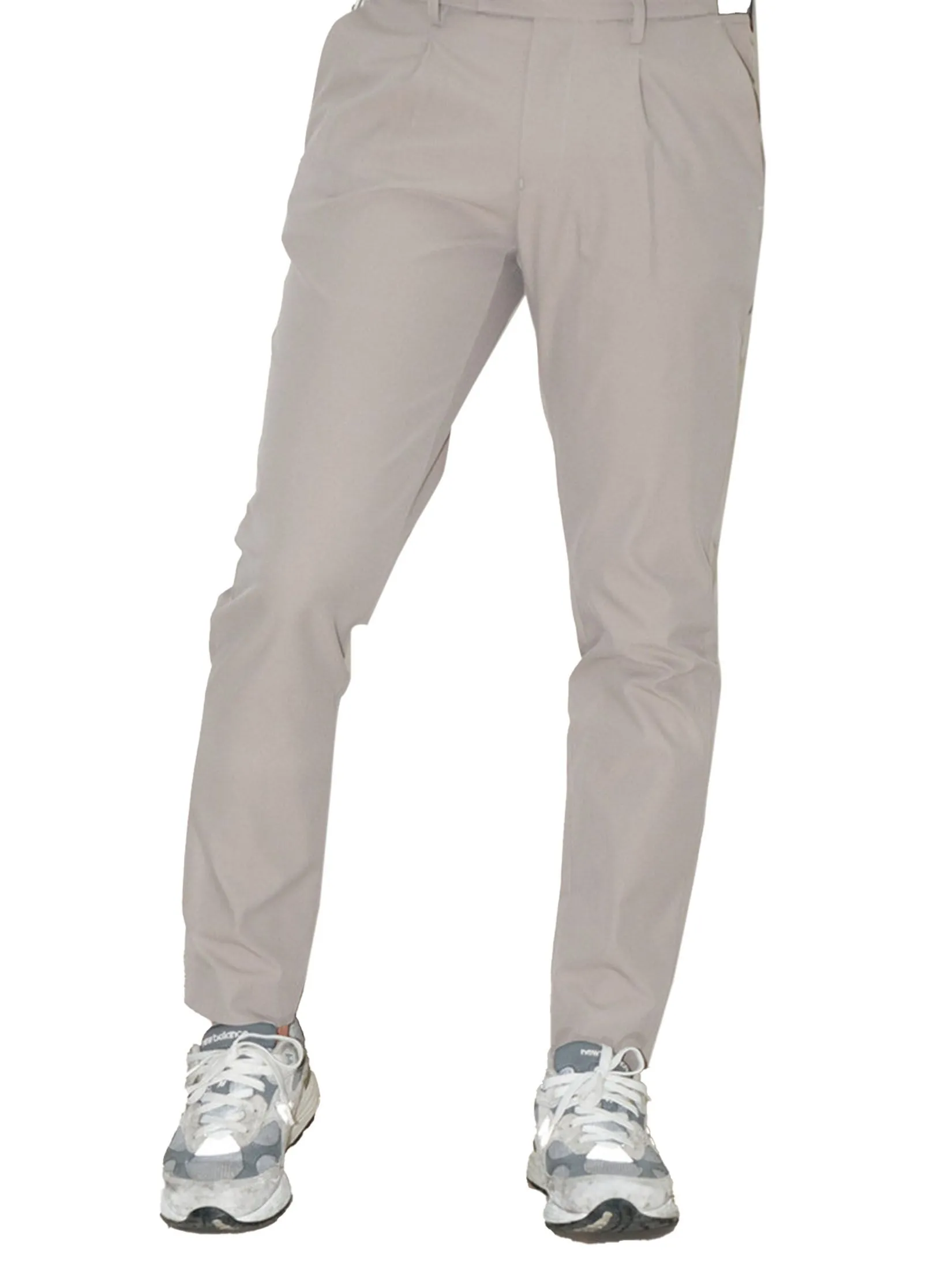 ERA-WON Men's trousers slim straight fit cropped length light grey