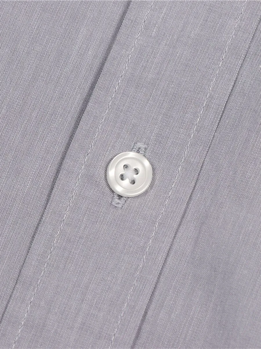 GIORDANO Men's Slim Fit Long Sleeve Stretch Shirt (Poplin) Grey