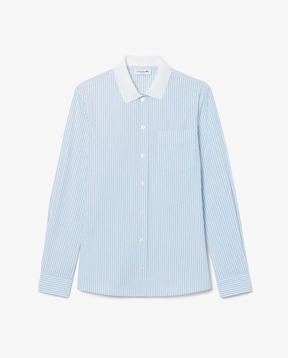 LACOSTE Slim Fit Stretch Poplin Shirt Blue