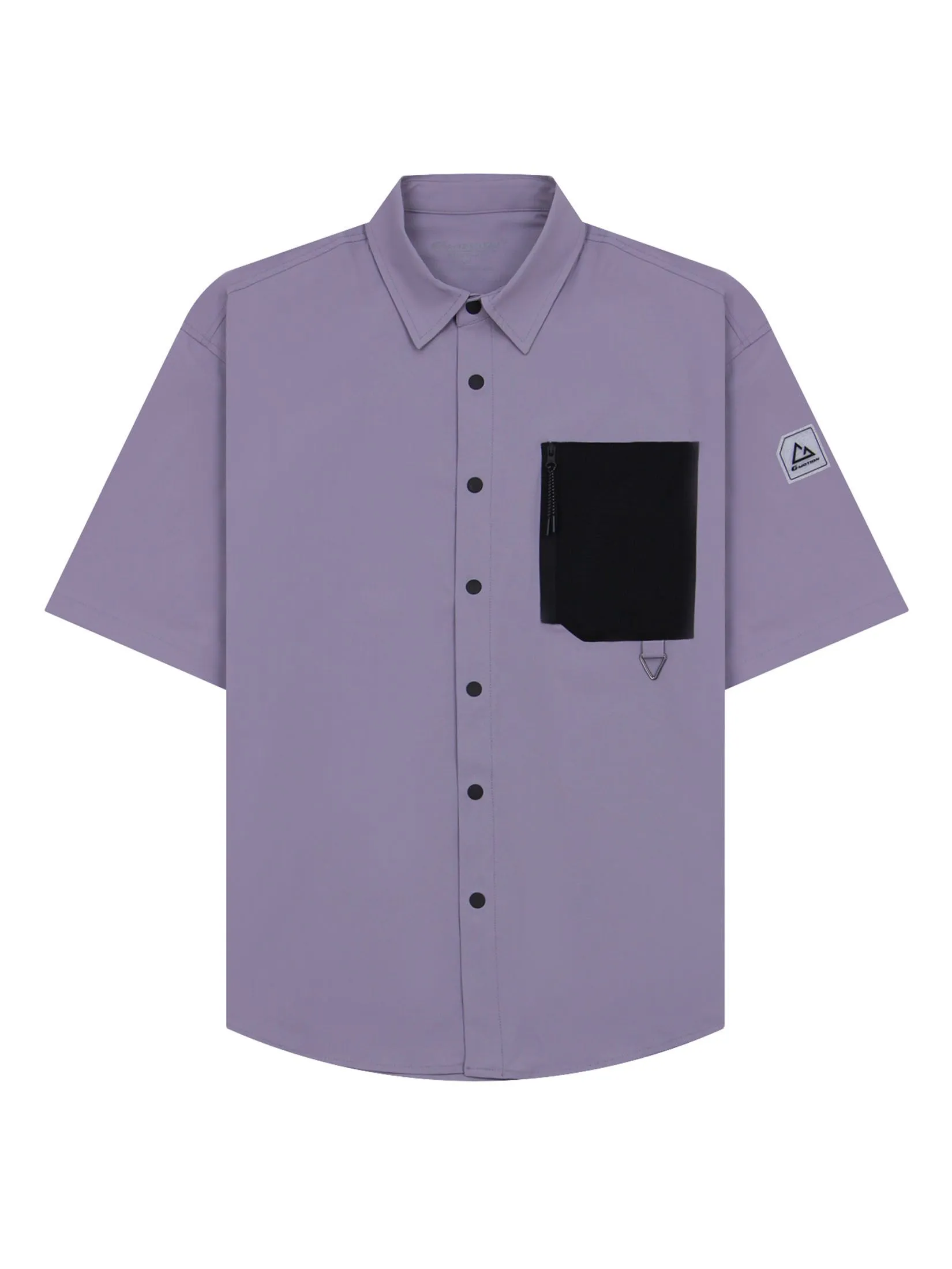 GIORDANO Men's Relax Zip Pocket UV Protection Shirt (Spring Adventure) Gray ridge Purple