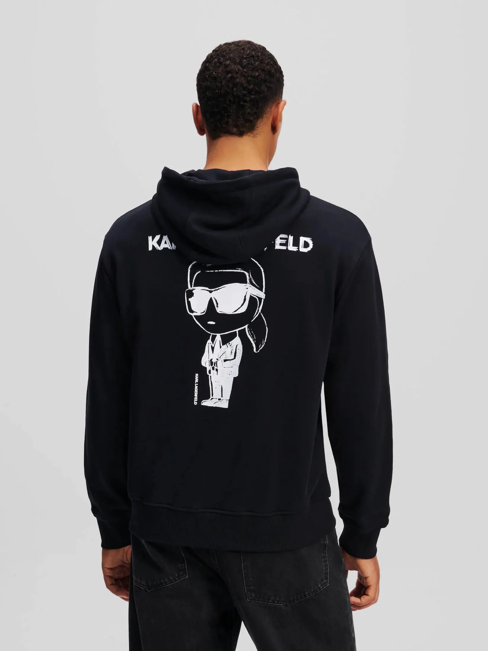 KARL LAGERFELD RTW-1 BIG IKON HOODIE BLACK