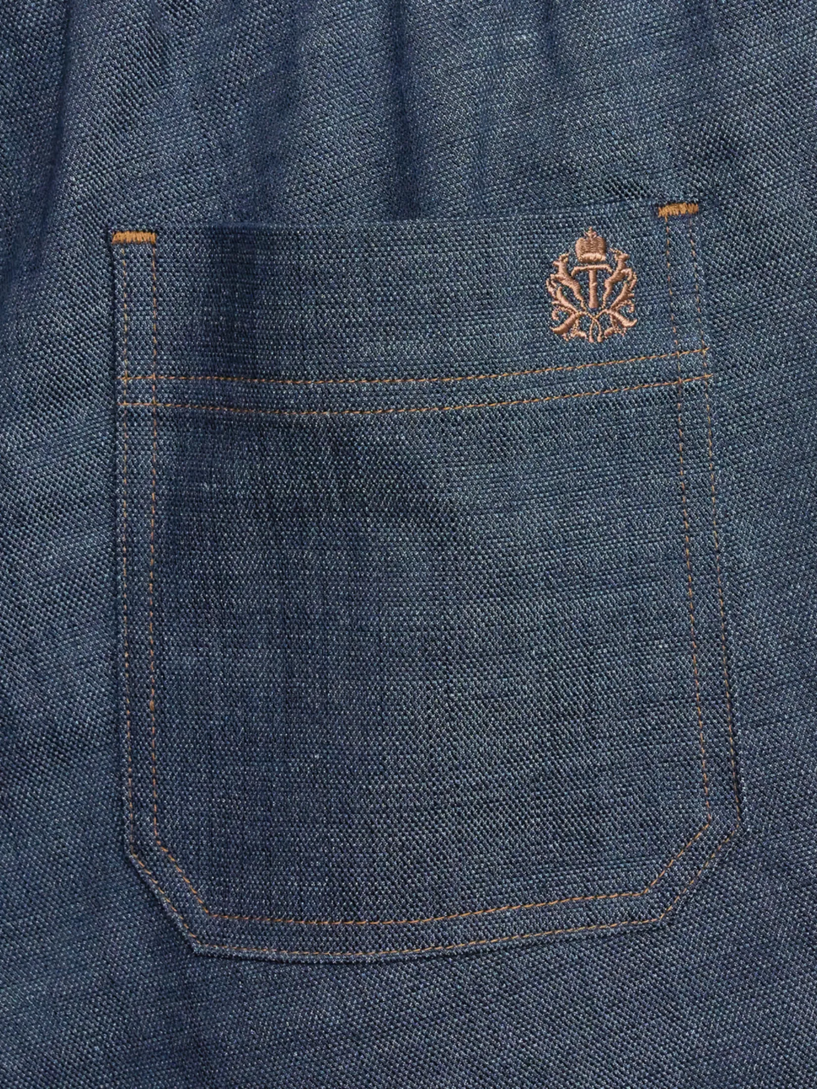 TAKEO KIKUCHI MEN NAVY ECO DENIM STRETCH EASY SHORTS