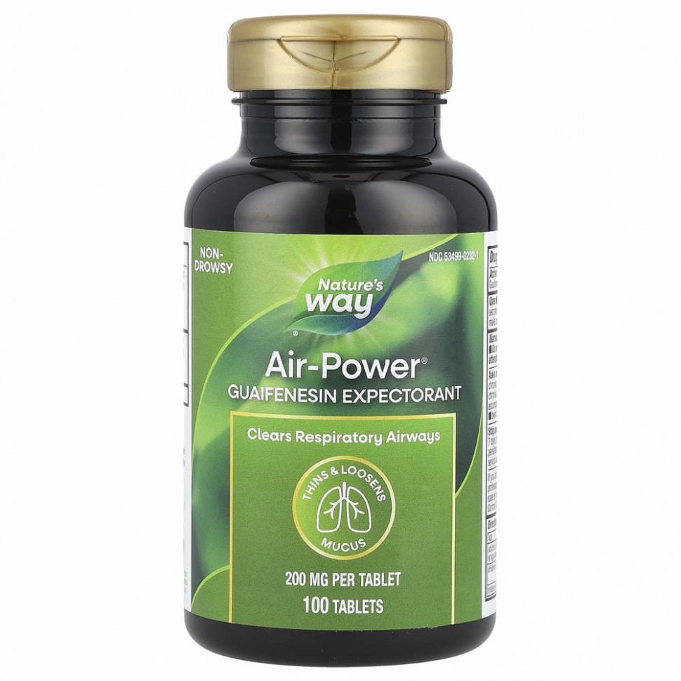 Enzymatic Therapy, Air-Power, отхаркивающее средство на основе гвайфенезина, 100 таблеток