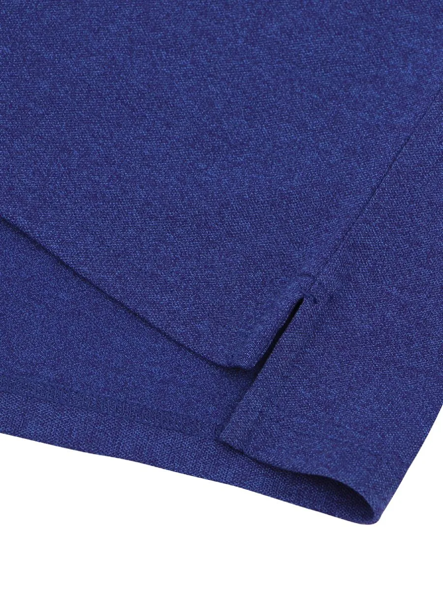 GIORDANO Men's Signature Pique Embroidery Solid Polo Melange Key Largo Blue
