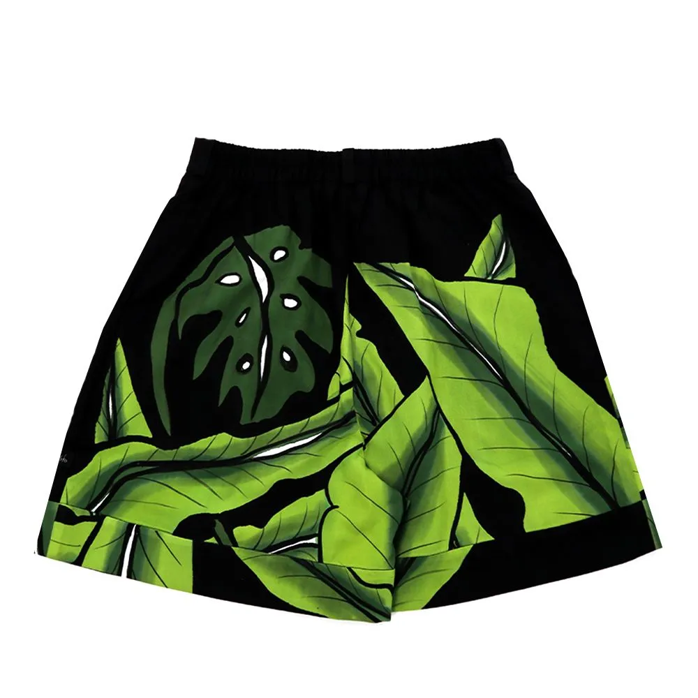 YODYOKO Black Short Pants : Parrot and Flower