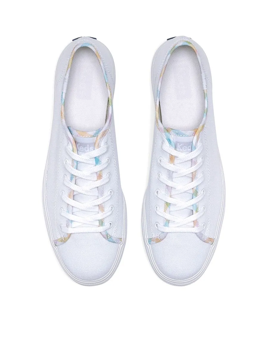 KEDS Women Triple Kick Canvas Gingham Binding White