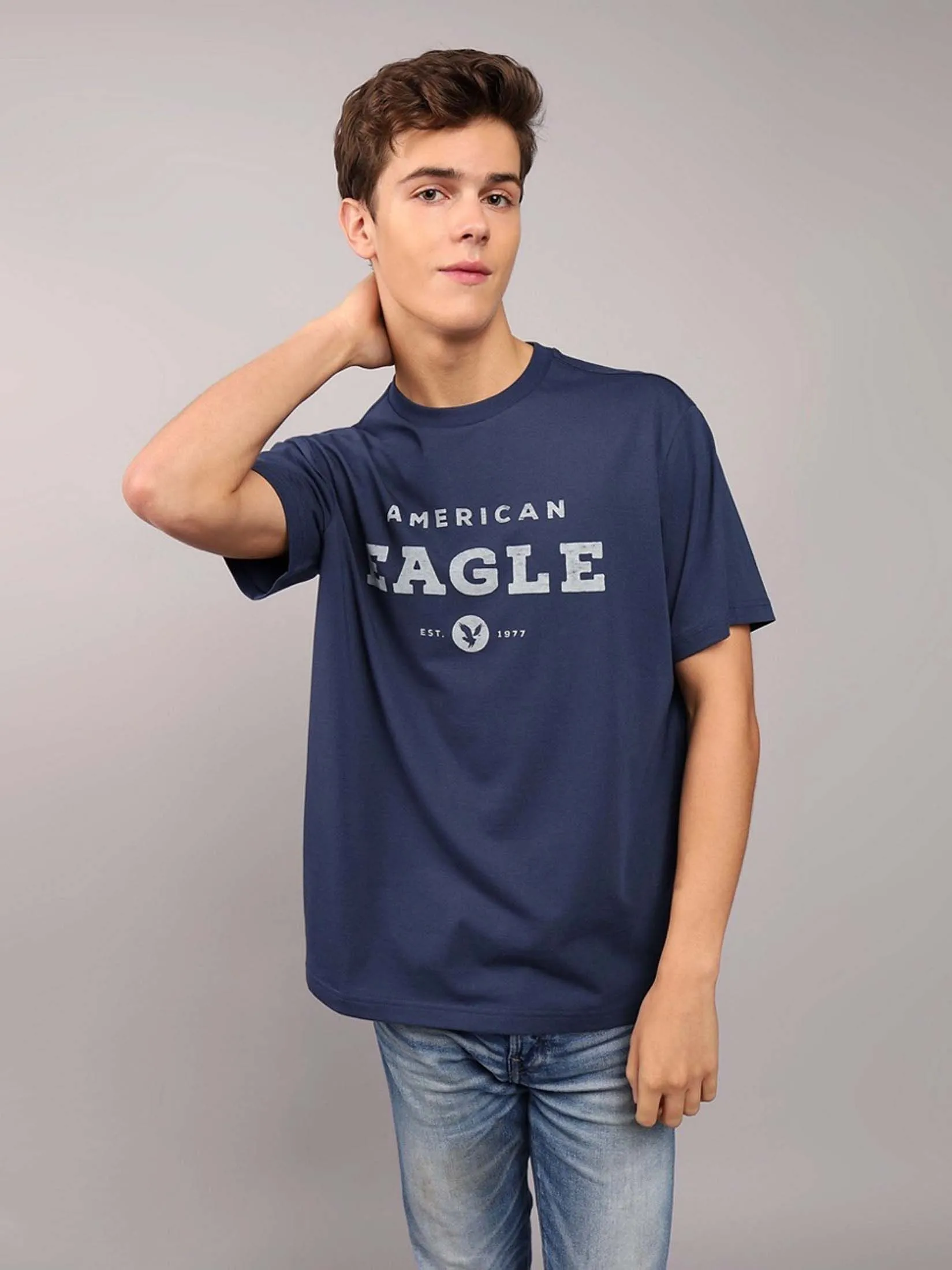 AMERICAN EAGLE MEN G SS BTS24 CORE BRAND SET IN TEE- CVC 160 DD + SERIOUSLY SOFT WASH 483 MIDNIGHT BLUE