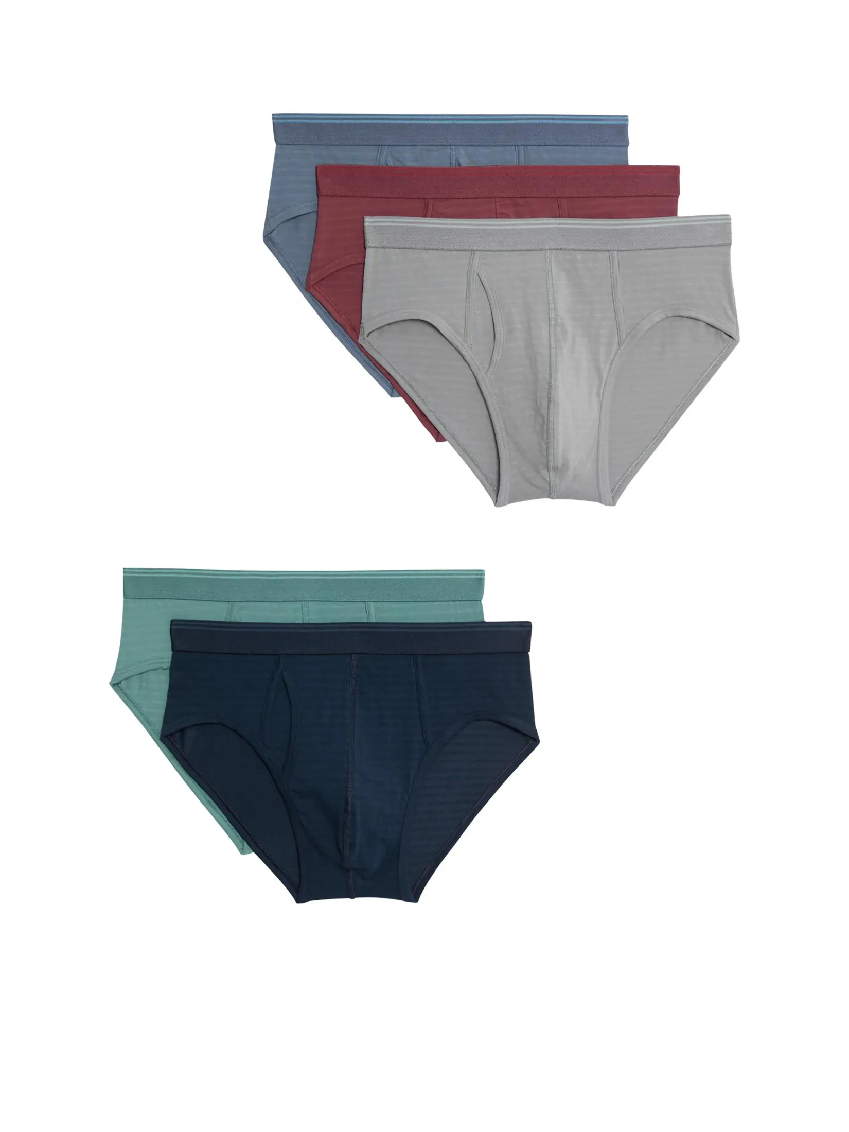 MARKS & SPENCER Men Briefs 5 pk Cool & Fresh Textured Stripe Multi Color