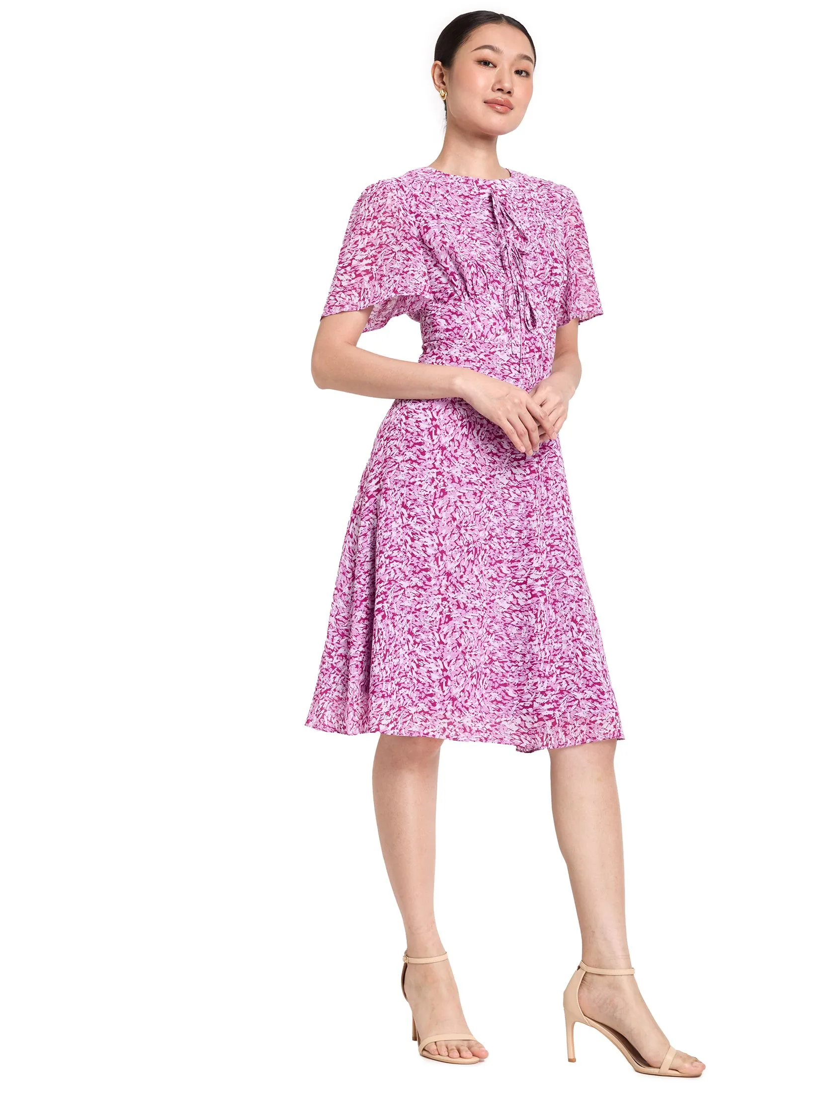 EXPRESSIONS Women Dress Short Sleeves With Front Bow