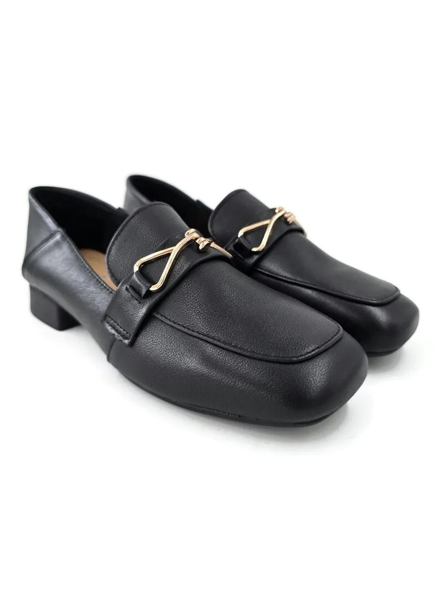 KLIN Women Square Toe Loafer Black