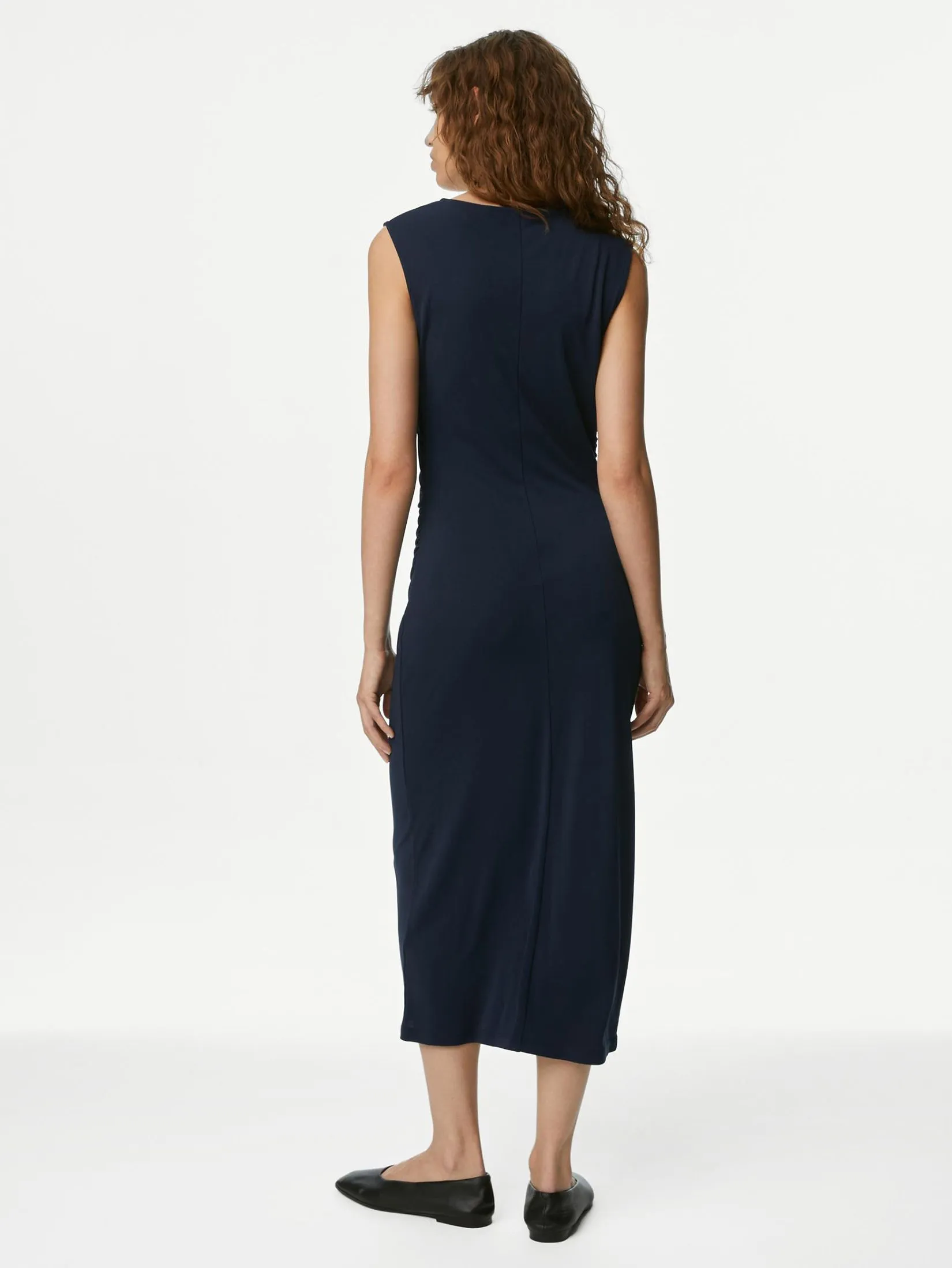 MARKS & SPENCER Women Midi Bodycon Dress Jersey Navy