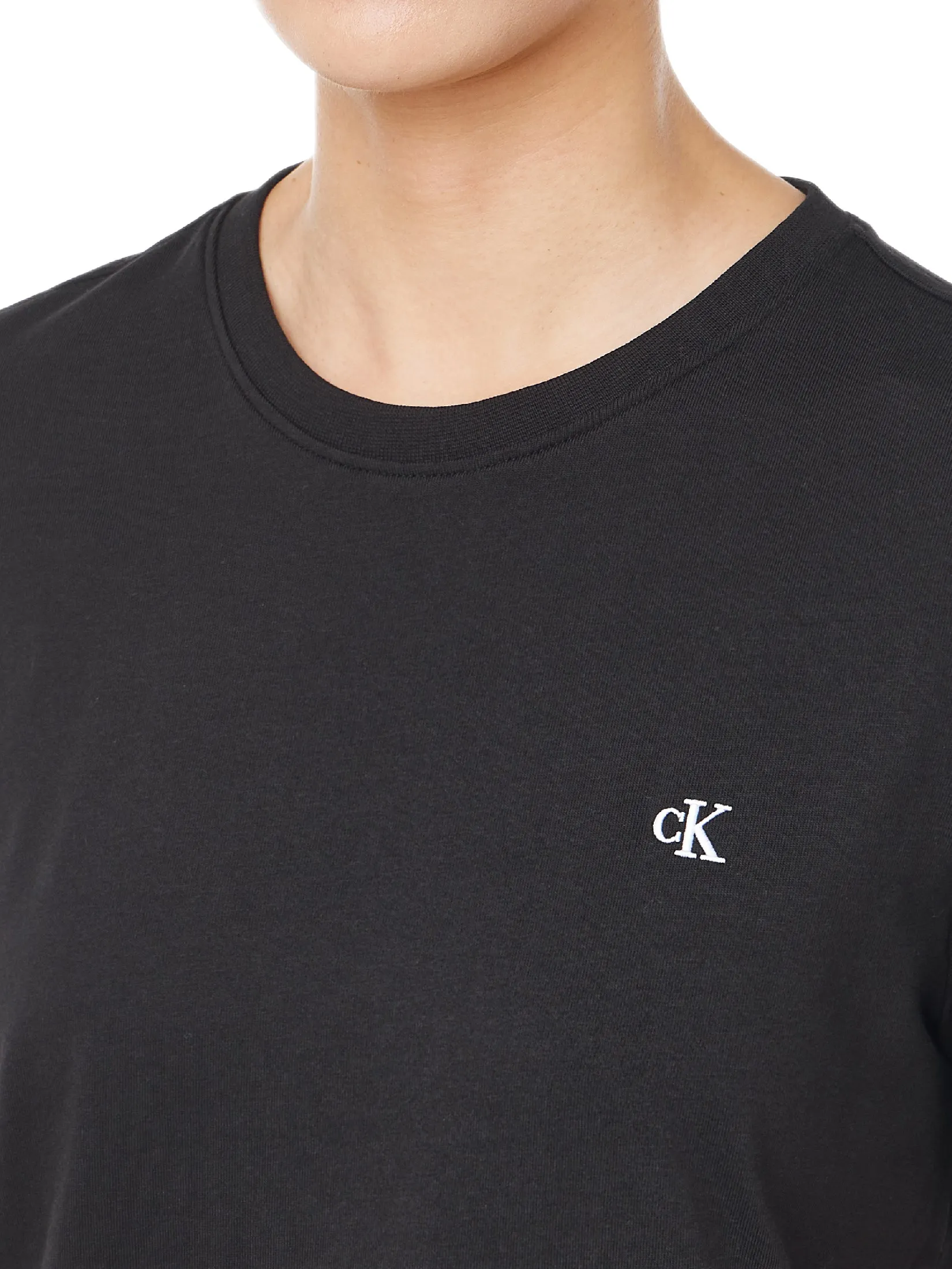 CALVIN KLEIN Women s Archive Jersey Crewneck Short Sleeve T-Shirt Black