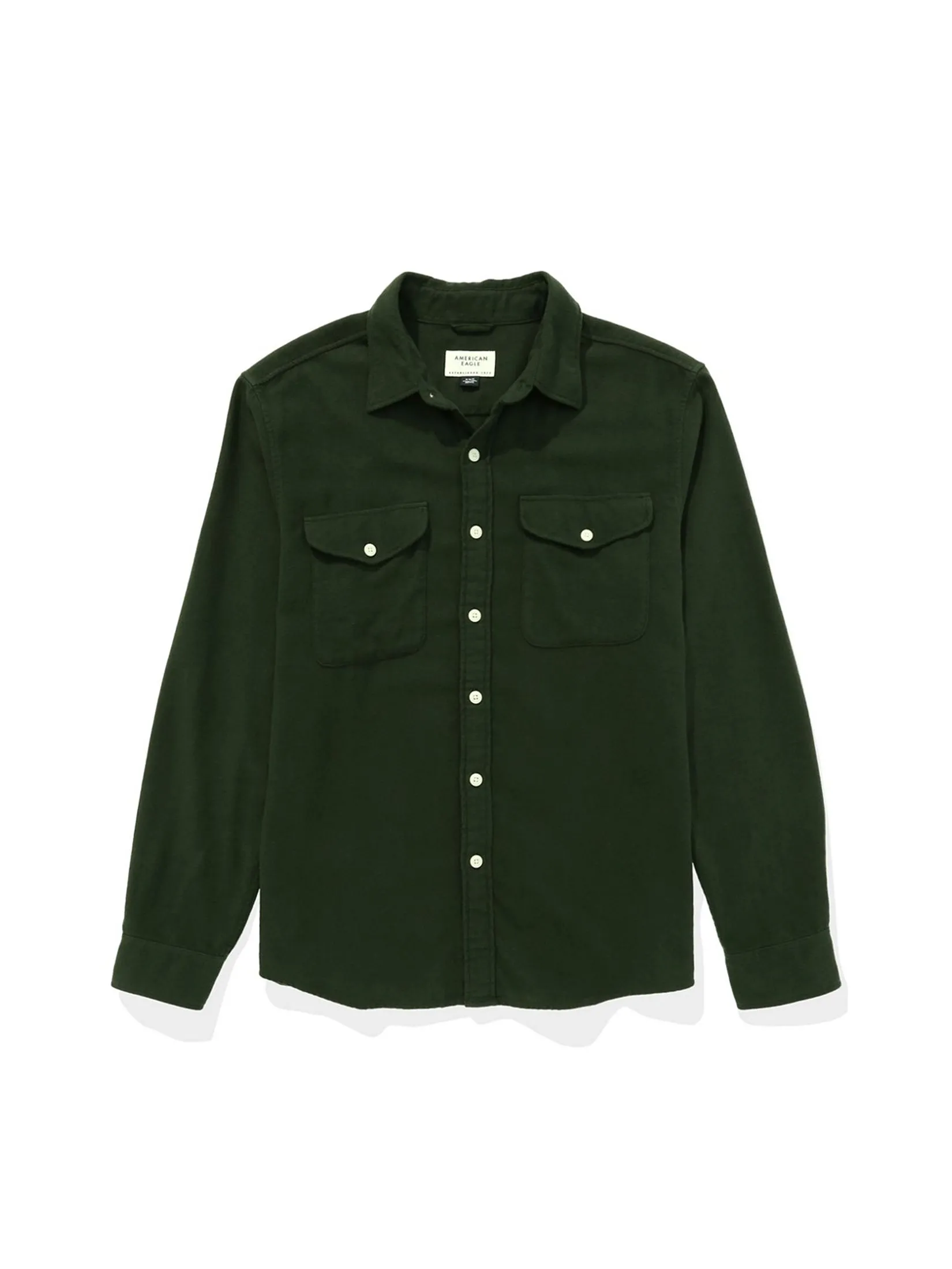 AMERICAN EAGLE MEN RUBBER PLANT CF CSC MARTIN FLANNEL SHIRT 318 GREEN RUSH