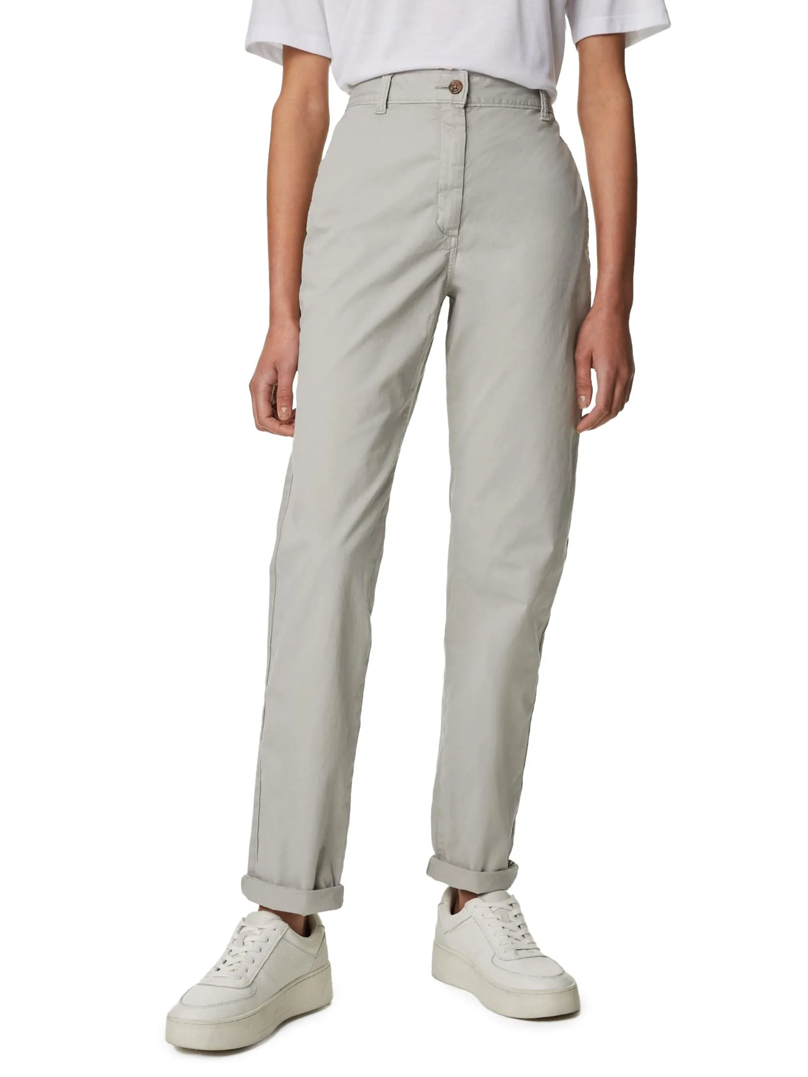 MARKS & SPENCER Women Chinos Pants Tea Dyed Slim Fit Cotton Rich