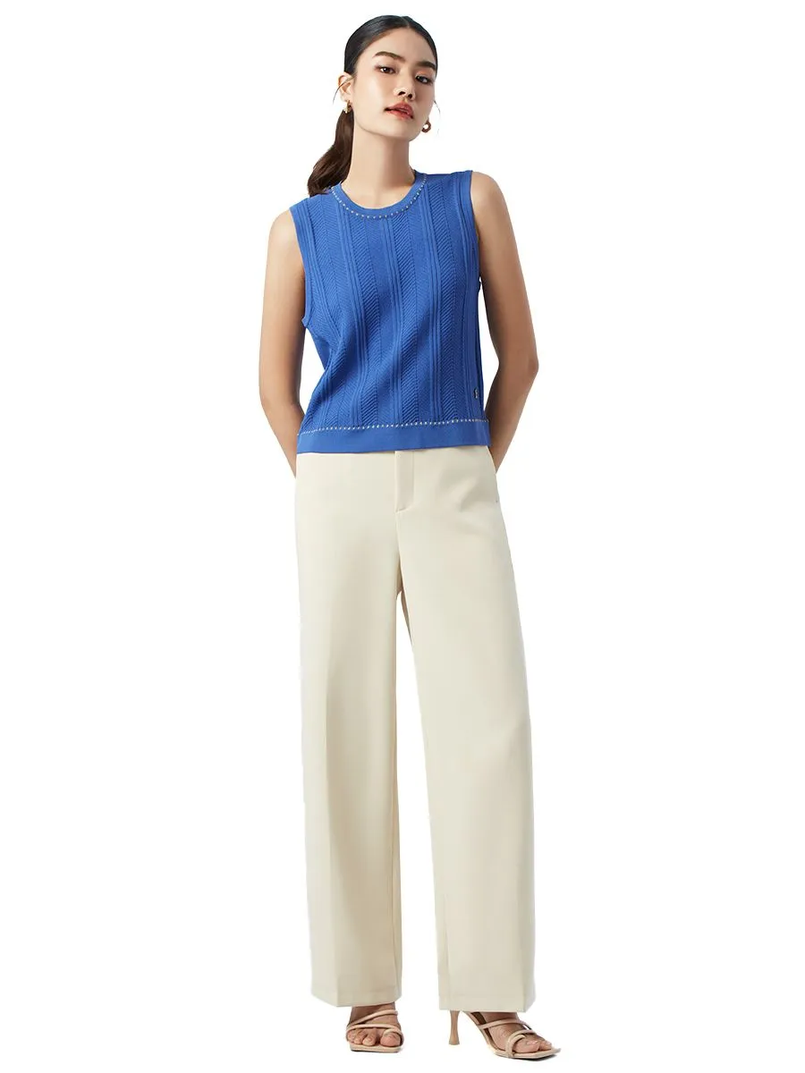 ESPADA Sleeveless Knit Top with Gold Rulex Detail Women MID BLUE