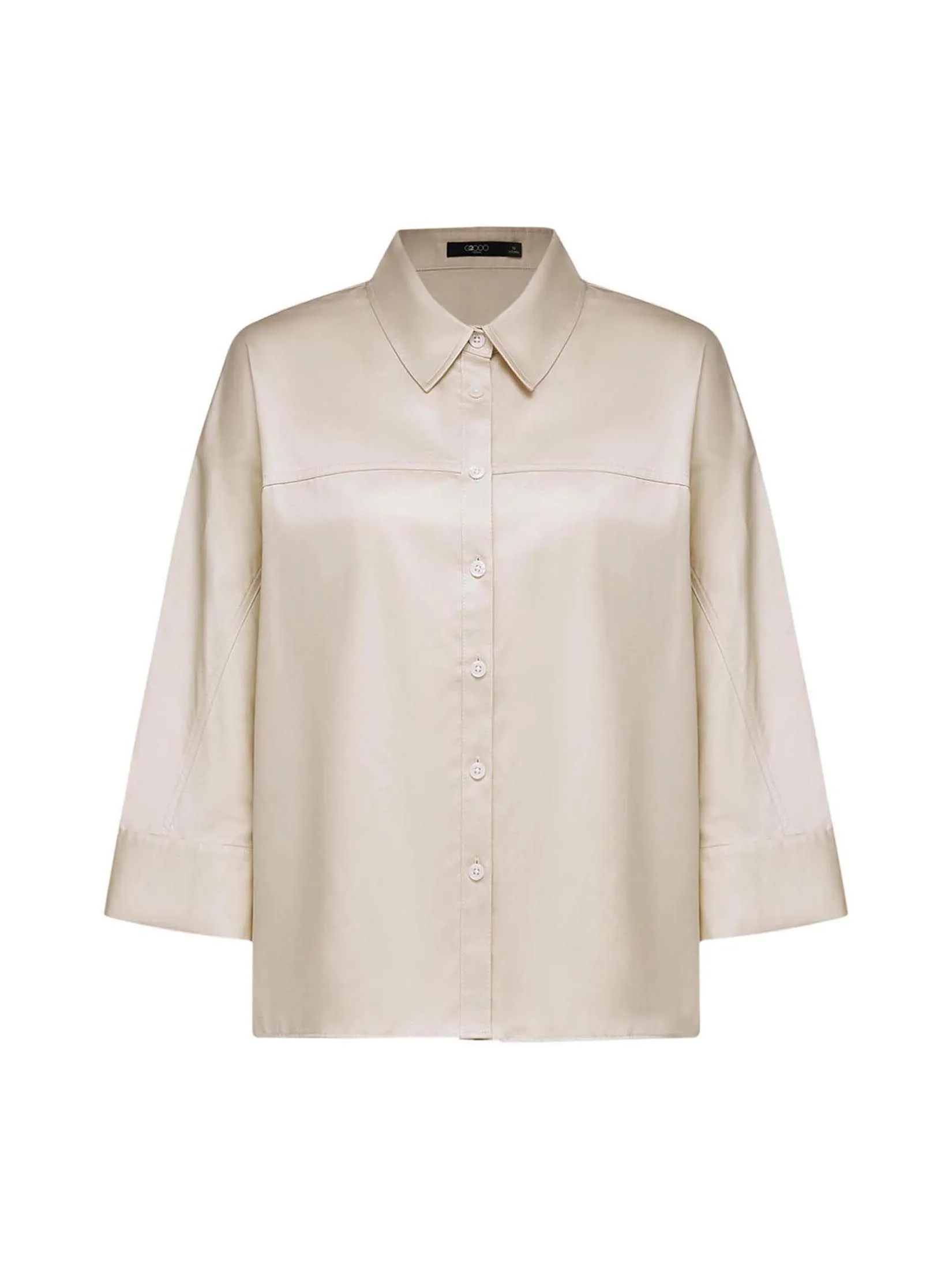 G2000 Women Clothing Easy Care Cotton Satin Diamond Fit Short Sleeve Shirt  Diamond Shape - Beige