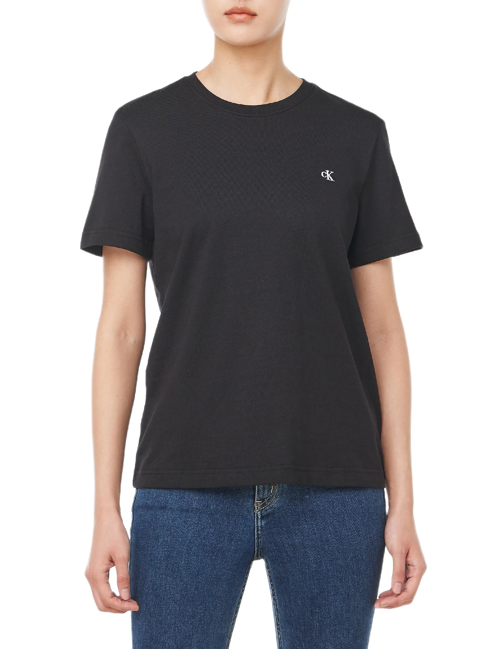 CALVIN KLEIN Women s Archive Jersey Crewneck Short Sleeve T-Shirt Black Size - M