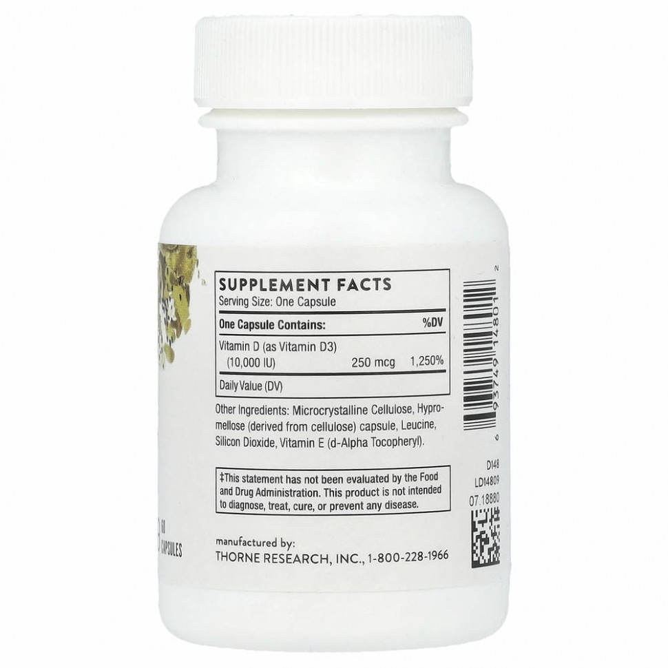 Thorne Research, D-10 000, 250 мкг (10 000 МЕ), 60 капсул