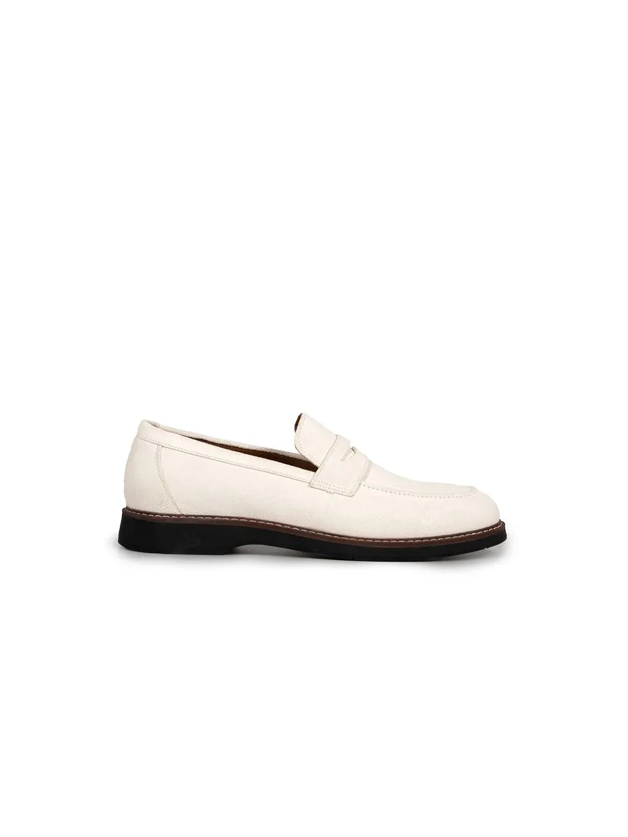 KENNETH COLE MEN CASUALS THOMAS SUEDE LOAFER / WHITE