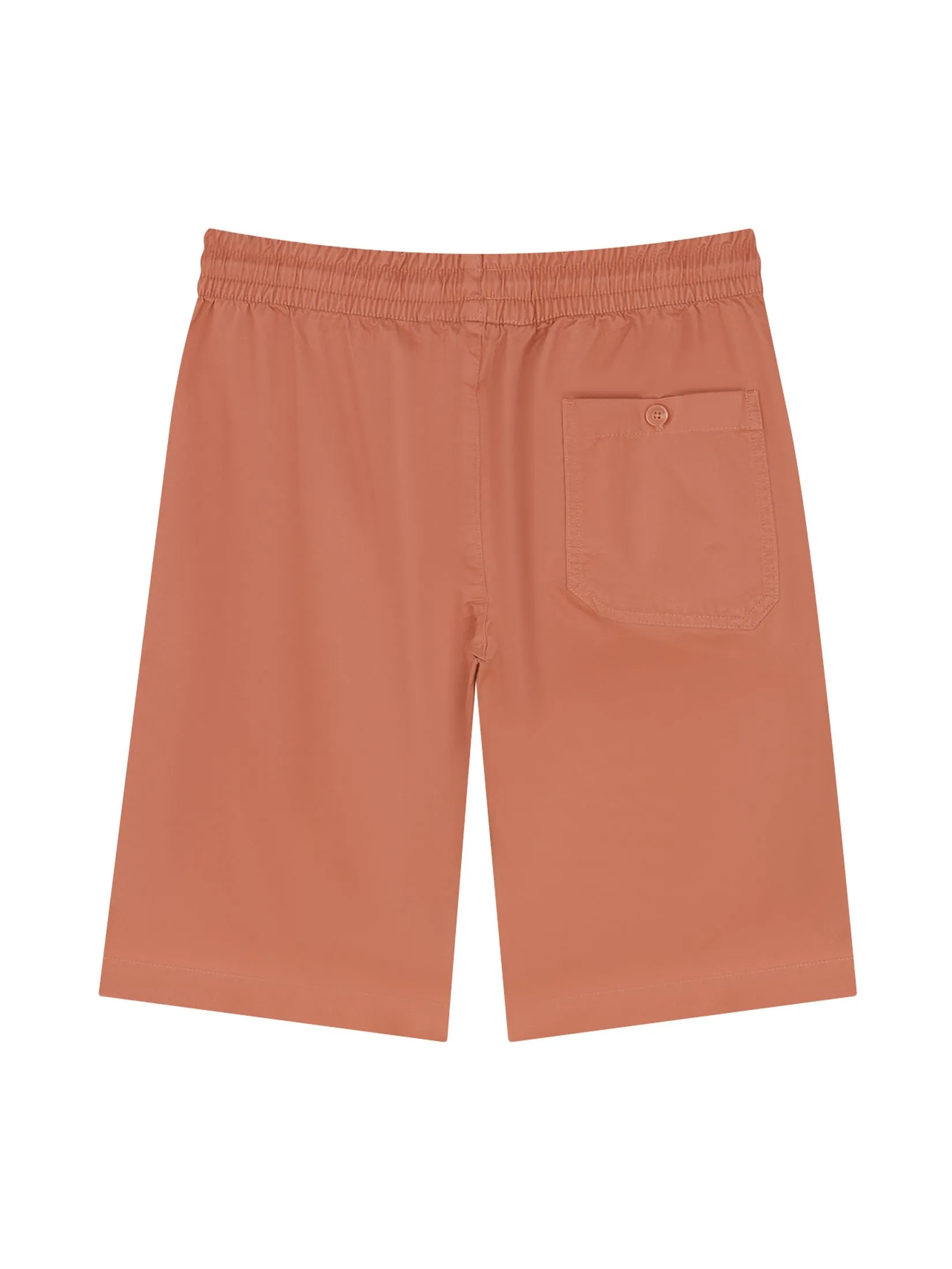 GIORDANO Men's Mid-Rise Slim Fit Elastic Waist Twill Bermuda Shorts Bronzed Orange