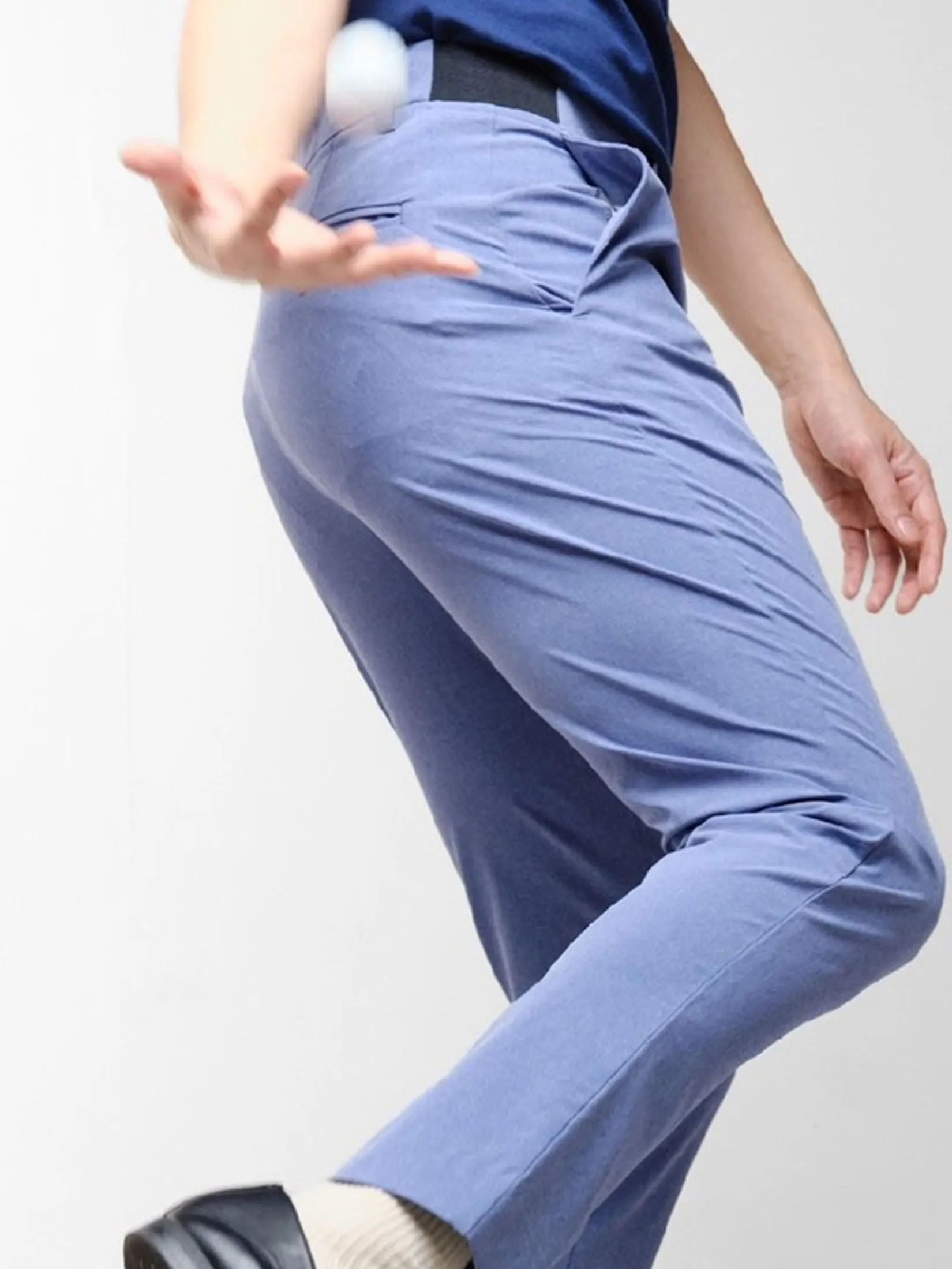 ERA-WON Men's trousers slim straight fit cropped length violet