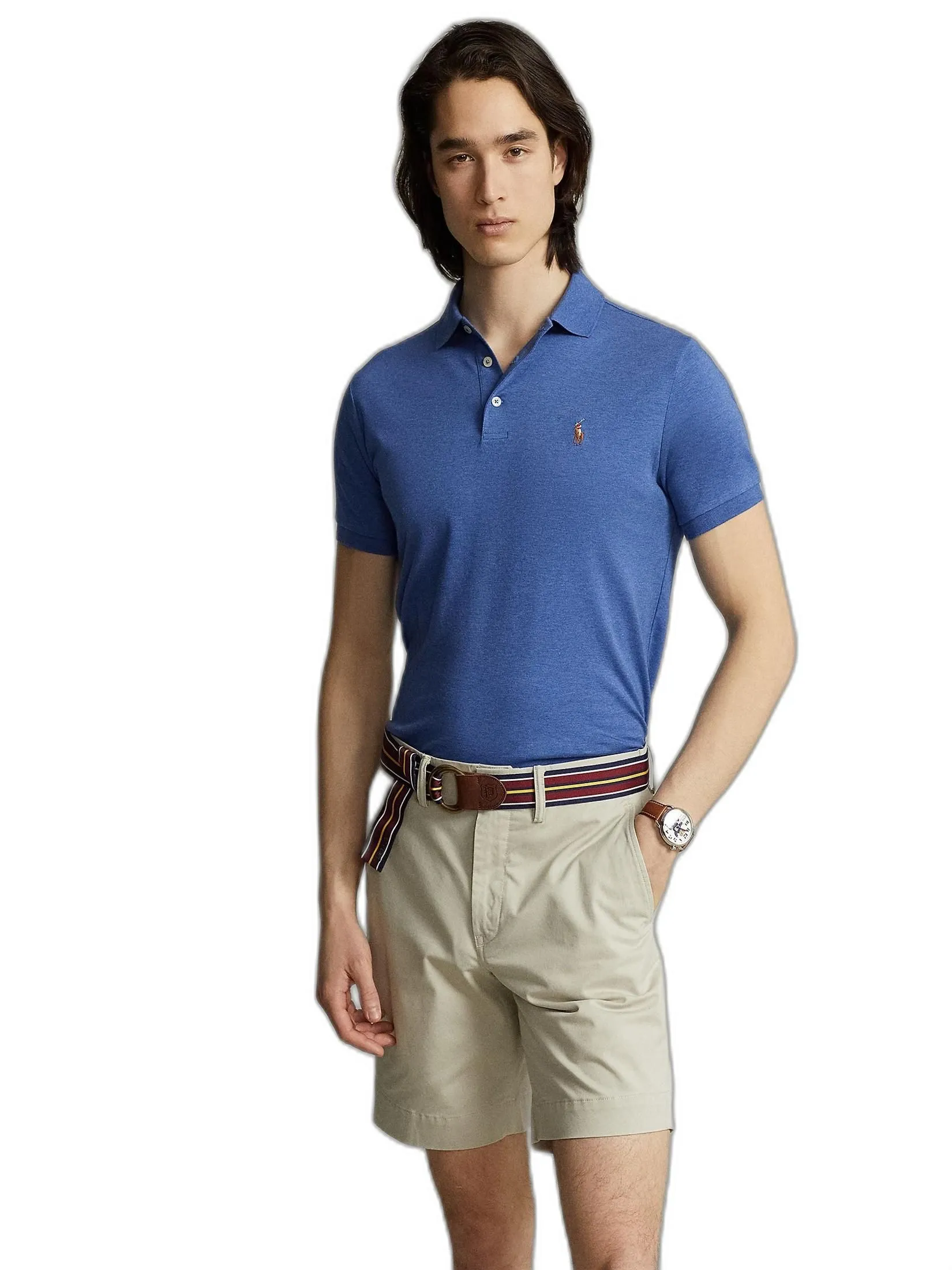 POLO RALPH LAUREN Men Polo-Custom Slim Fit Soft Cotton Polo Shirt MNPOKNI1N822380-Blue