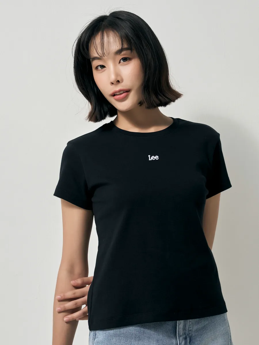 LEE Women s Tee Short Sleeve Lee Pink Collection Regular Fit Black