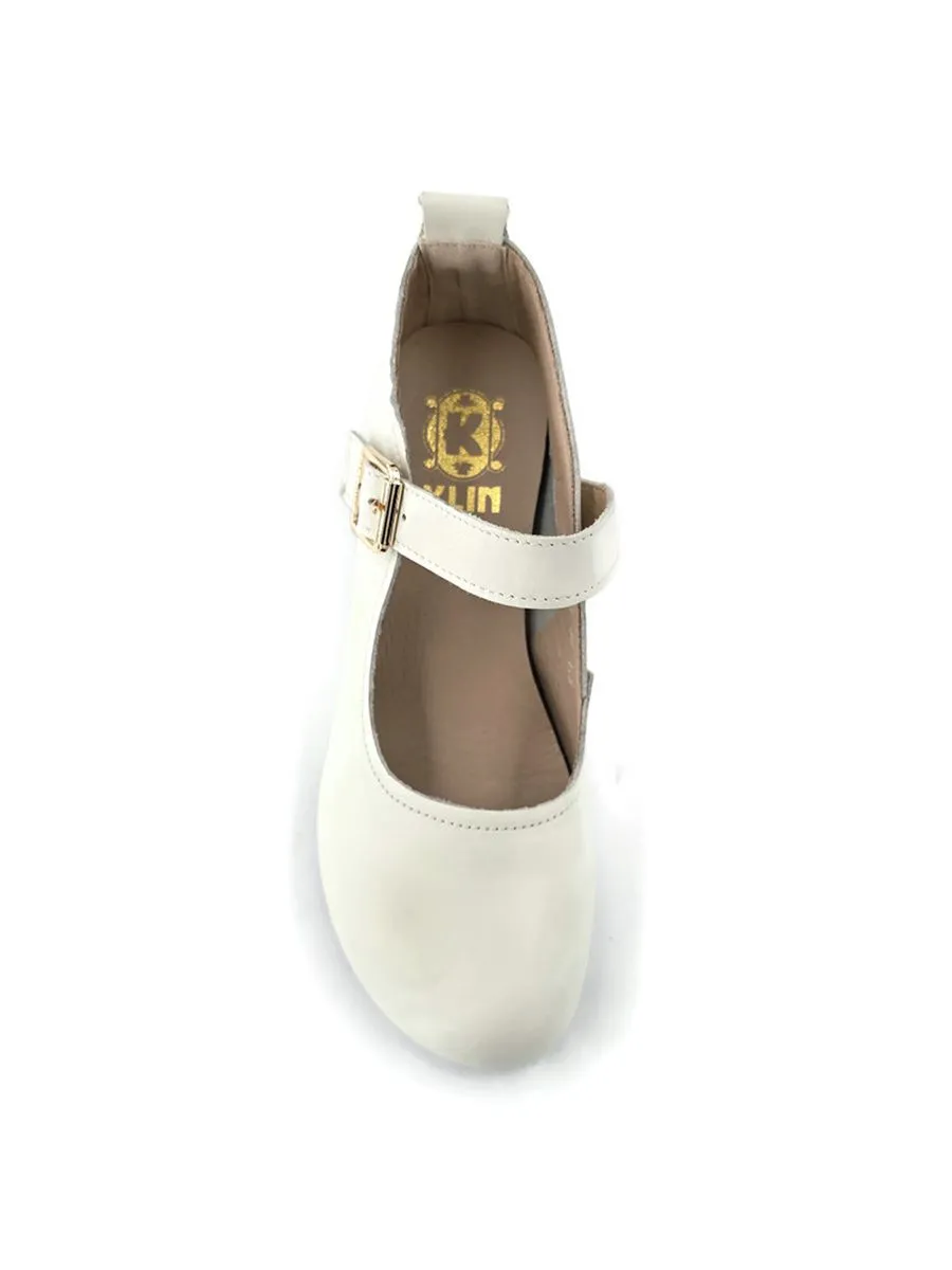 KLIN Woman Rounded Toe Mary Jane Ivory
