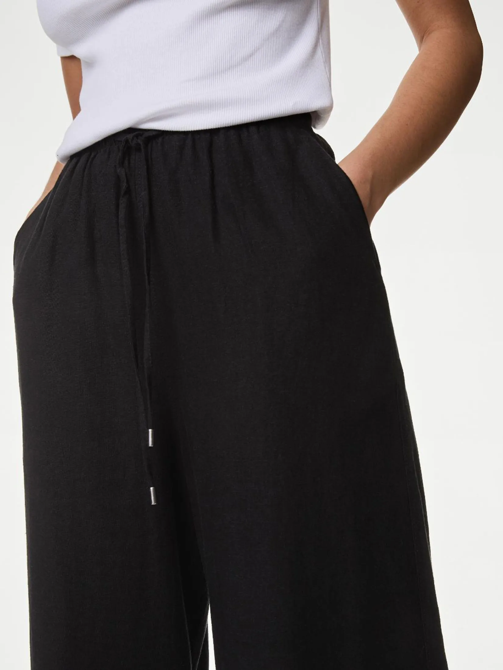 MARKS & SPENCER Women Trousers Wide Leg Linen Blend