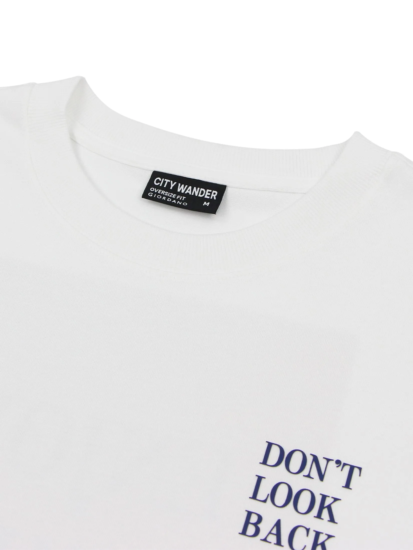 GIORDANO Men's City Wander Collection Crew Neck Short Sleeve Oversize Printed Tee White