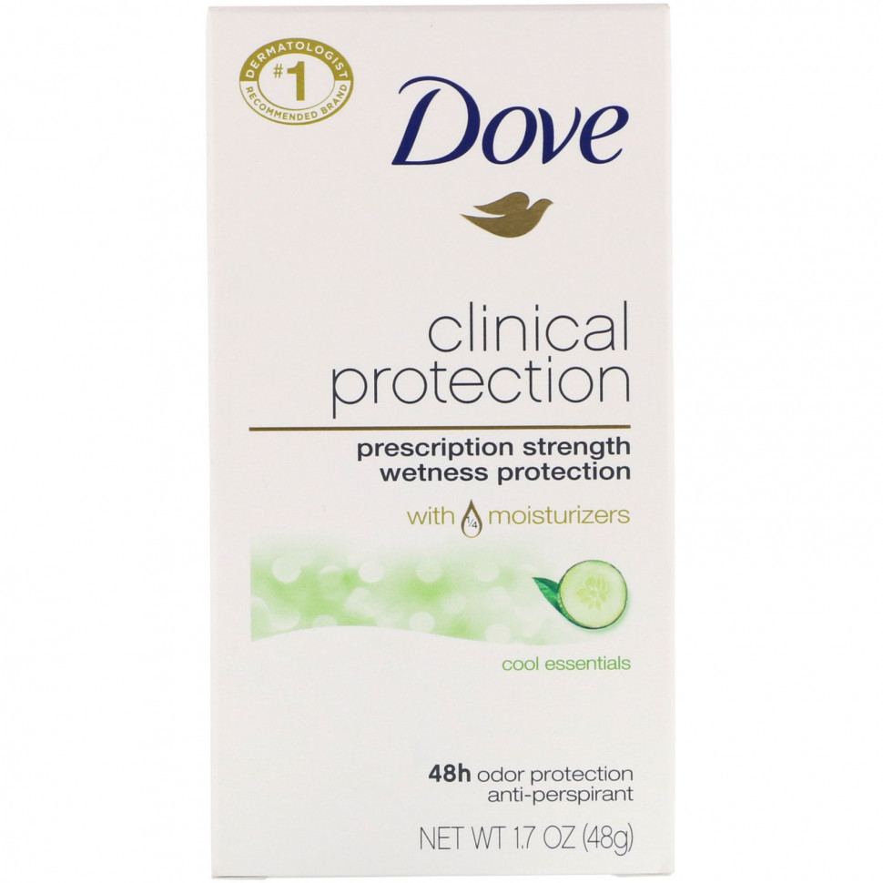 Dove, Clinical Protection, Prescription Strength, дезодорант-антиперспирант, прохлада, 48 г (1,7 унции)