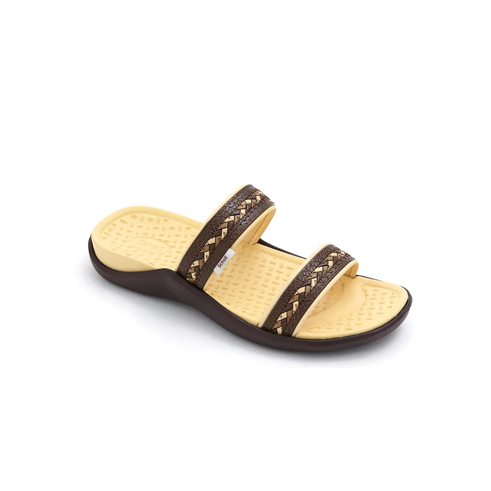 SCHOLL Brown Slide Sandals - Sand III