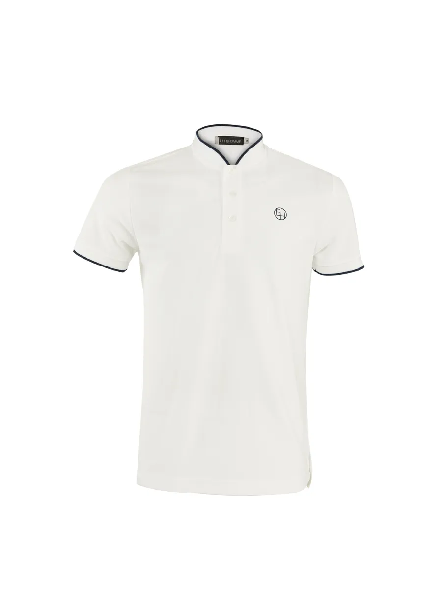 ELLE HOMME Men Mandarin collar shirt short sleeves Smart fit W8K912 - White