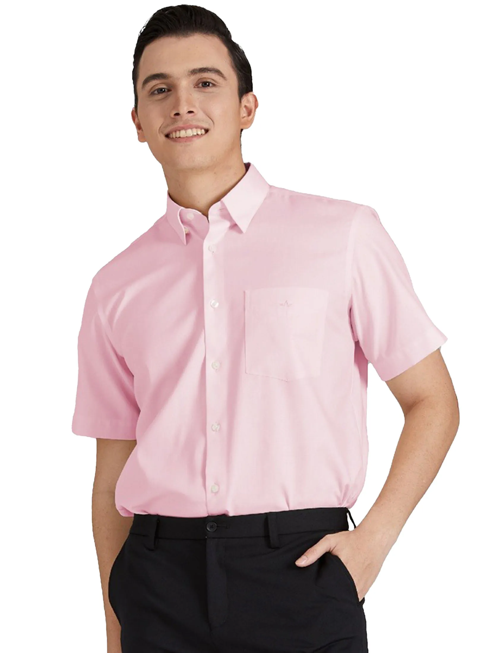 ARROW Men’s Short Sleeve Shirt – Wrinkle Free, Easy Care, Comfort Fit, Pink (MACC635-PI)