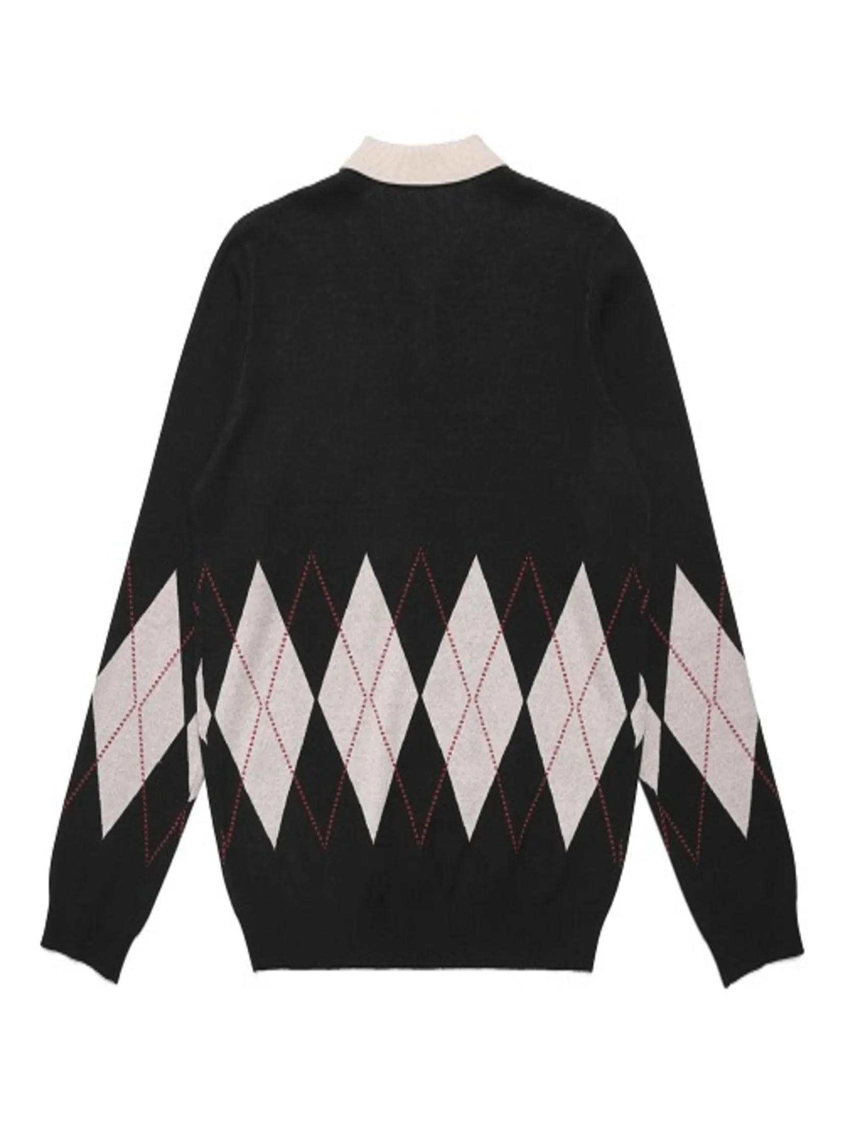 MALBON GOLF SELMA LONG SLEEVE KNIT POLO IN BLACK