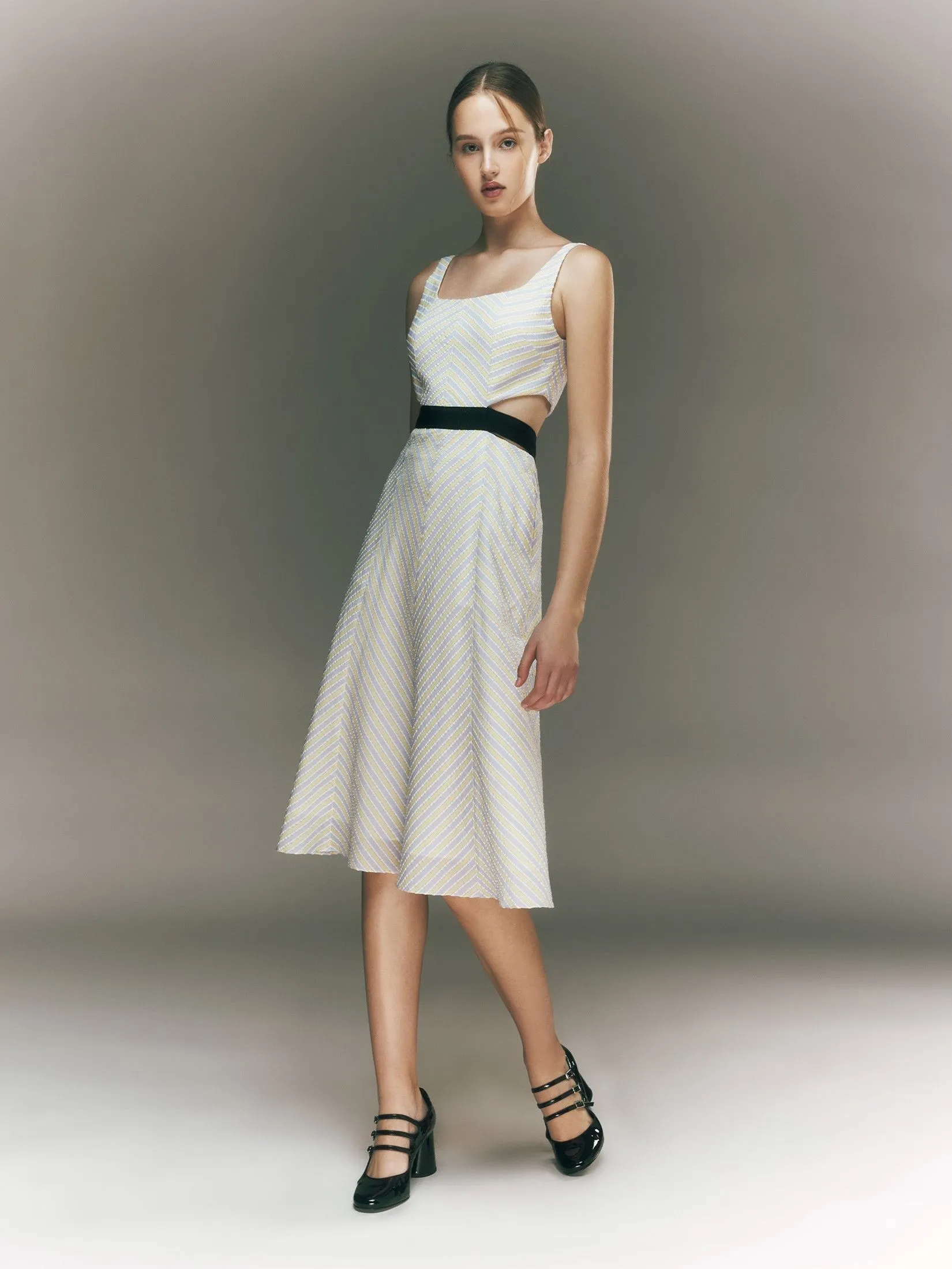 ASV ( PF24 ) Bonita Bow-tie Waist Women Dress Yello