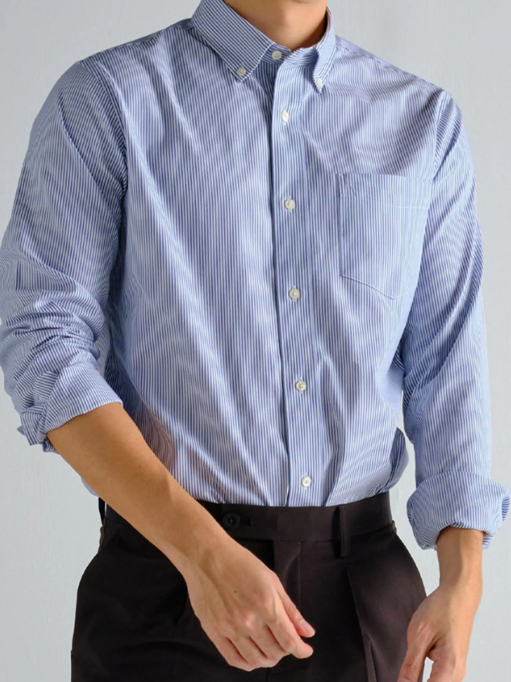 ERA-WON MEN'S DRESS SHIRT OXFORD REGULAR FIT BLUE