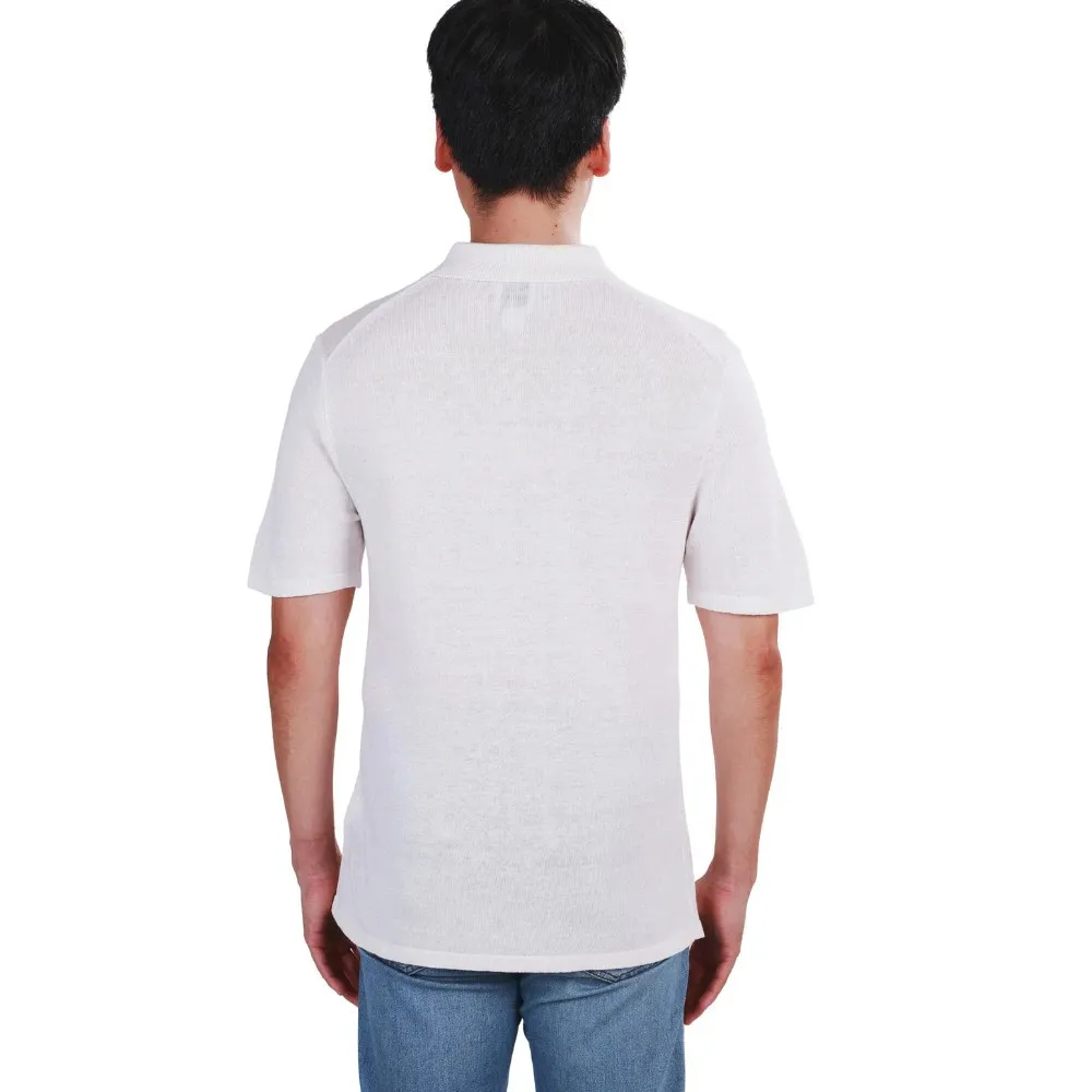 CALVIN KLEIN Men s Linen Blend Classic Sweater Polo Shirt White