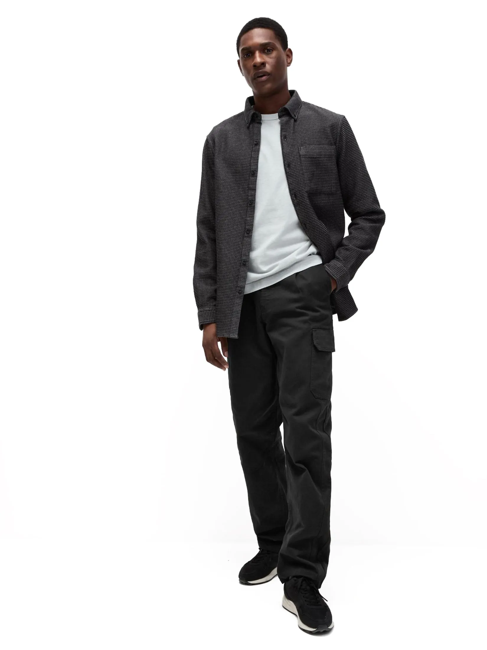 MARKS & SPENCER Men Cargo Trousers Loose Fit Pure Cotton Textured