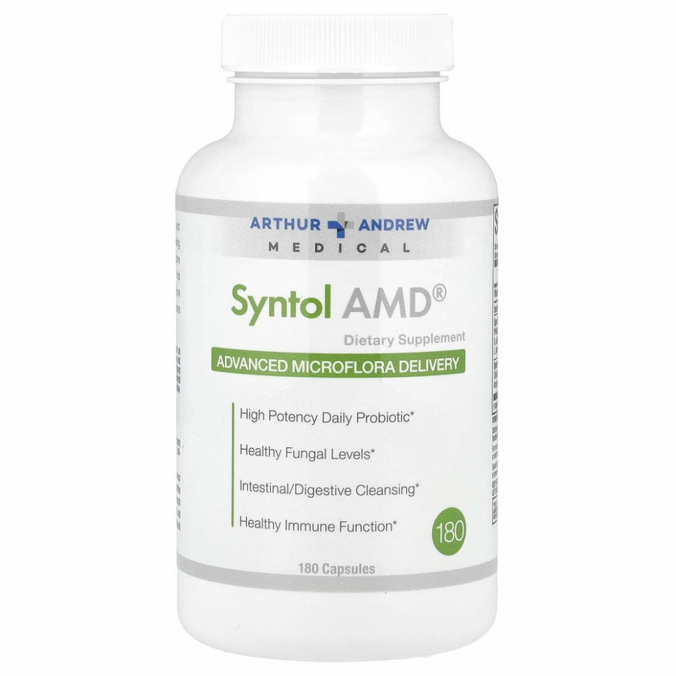 Arthur Andrew Medical, Syntol AMD, Advanced Microflora Delivery, средство для здоровой микрофлоры, 500 мг, 180 капсул